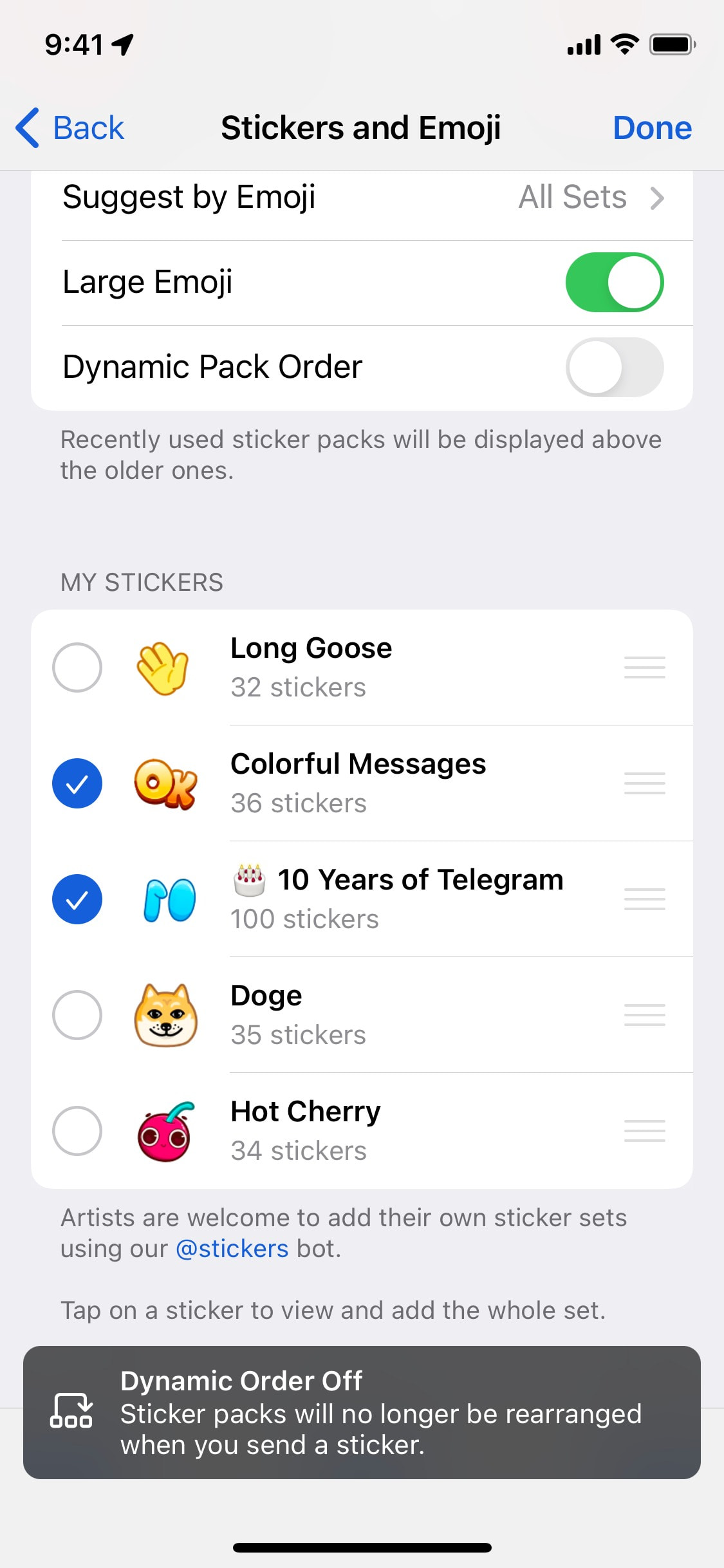 Telegram iOS screen 716