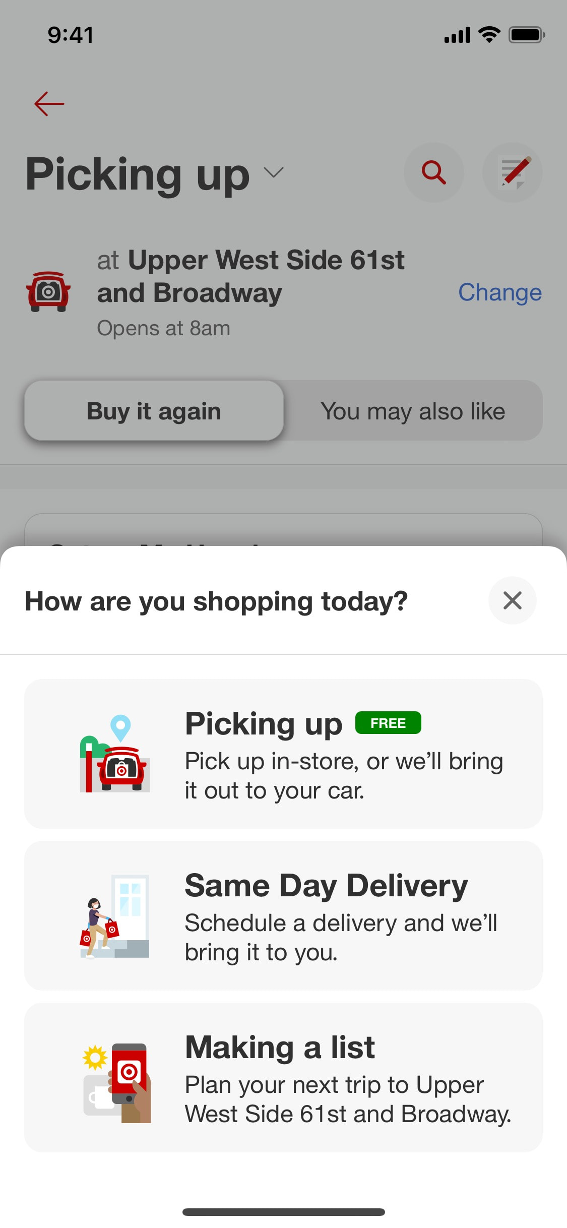Target iOS screen 110