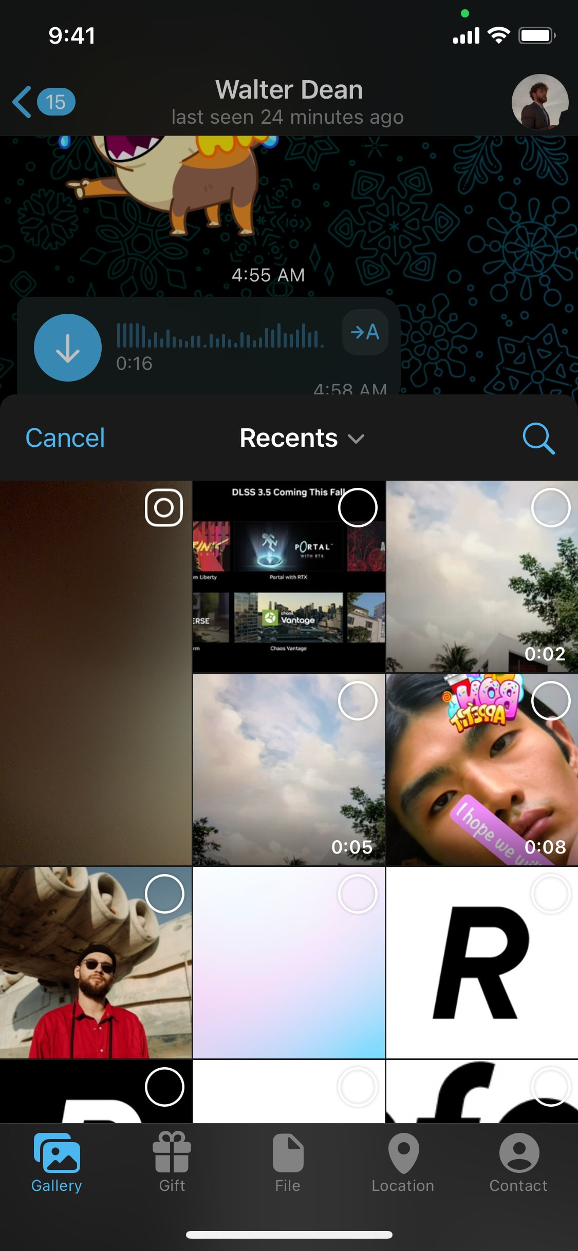Telegram iOS screen 350