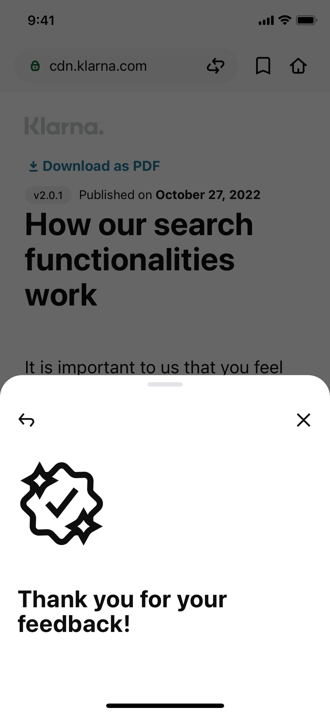 Klarna iOS screen 171