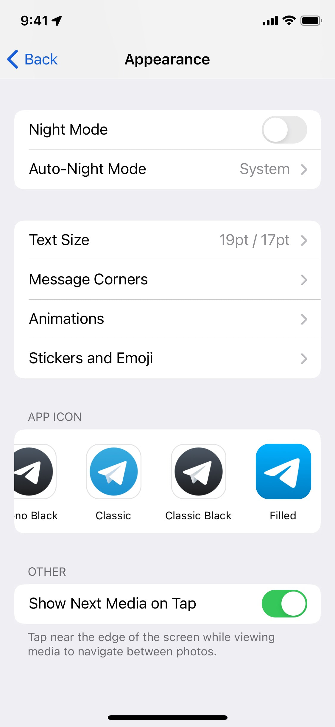 Telegram iOS screen 432