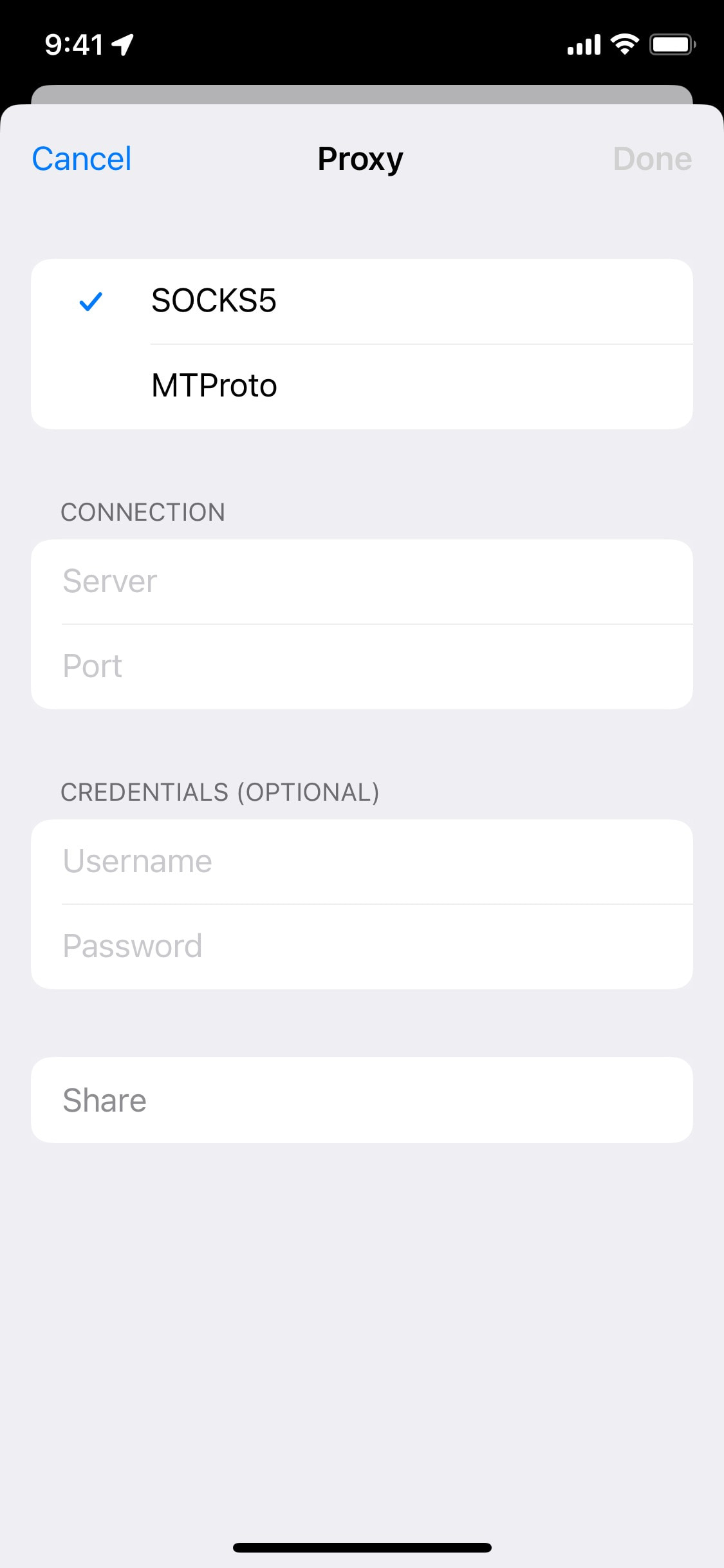 Telegram iOS screen 286