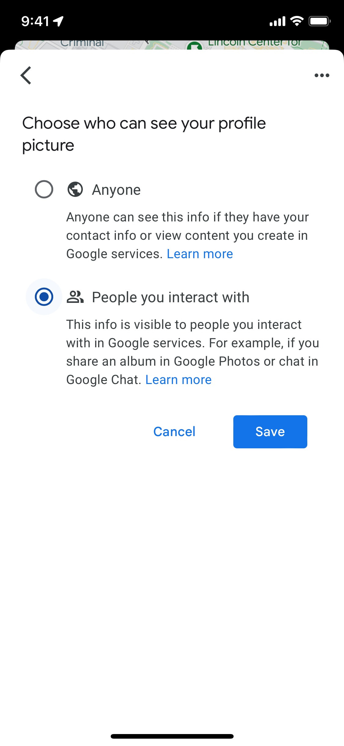 Google Maps iOS screen 628