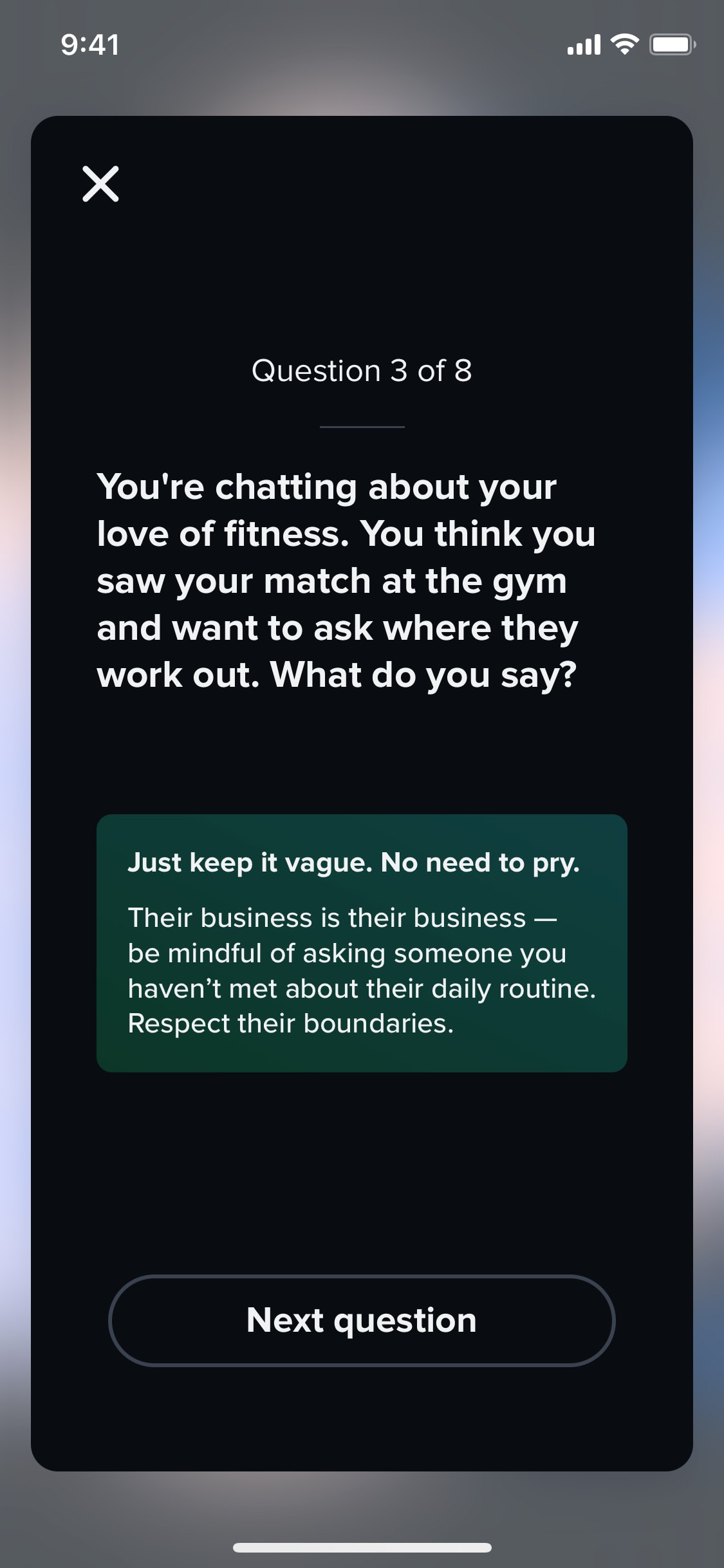 Tinder iOS screen 16