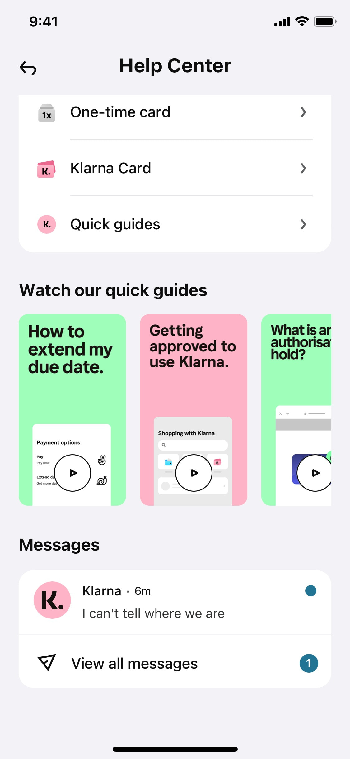 Klarna iOS screen 233