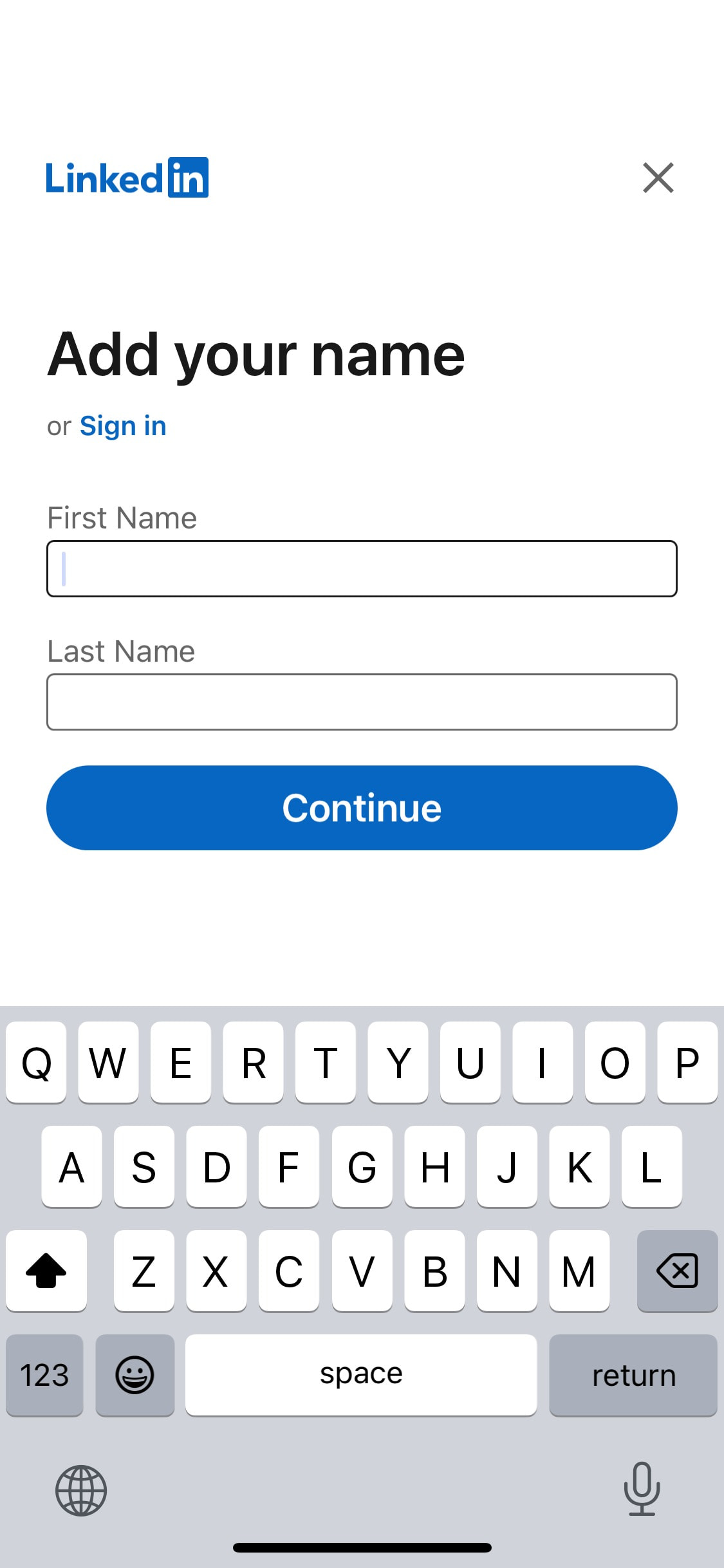 LinkedIn iOS screen 475