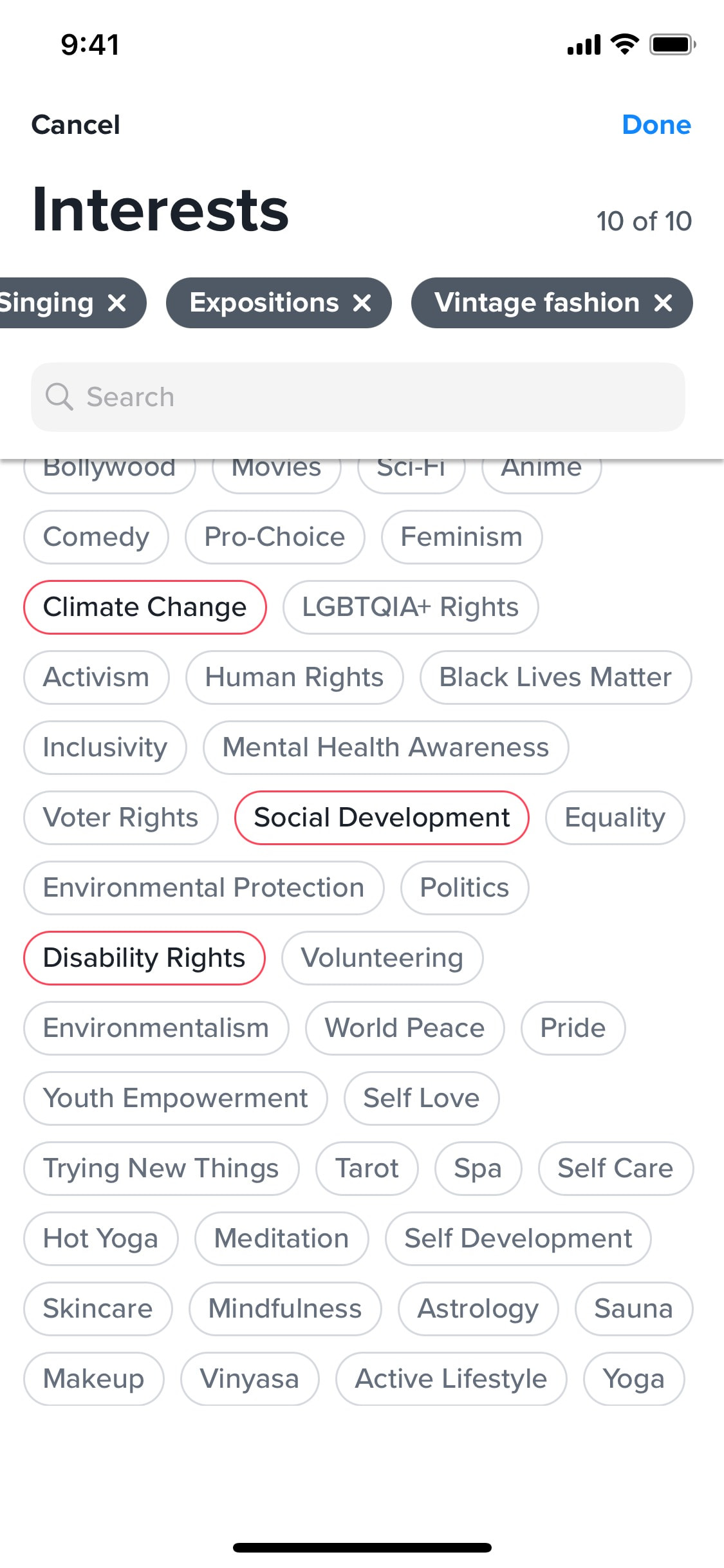 Tinder iOS screen 482