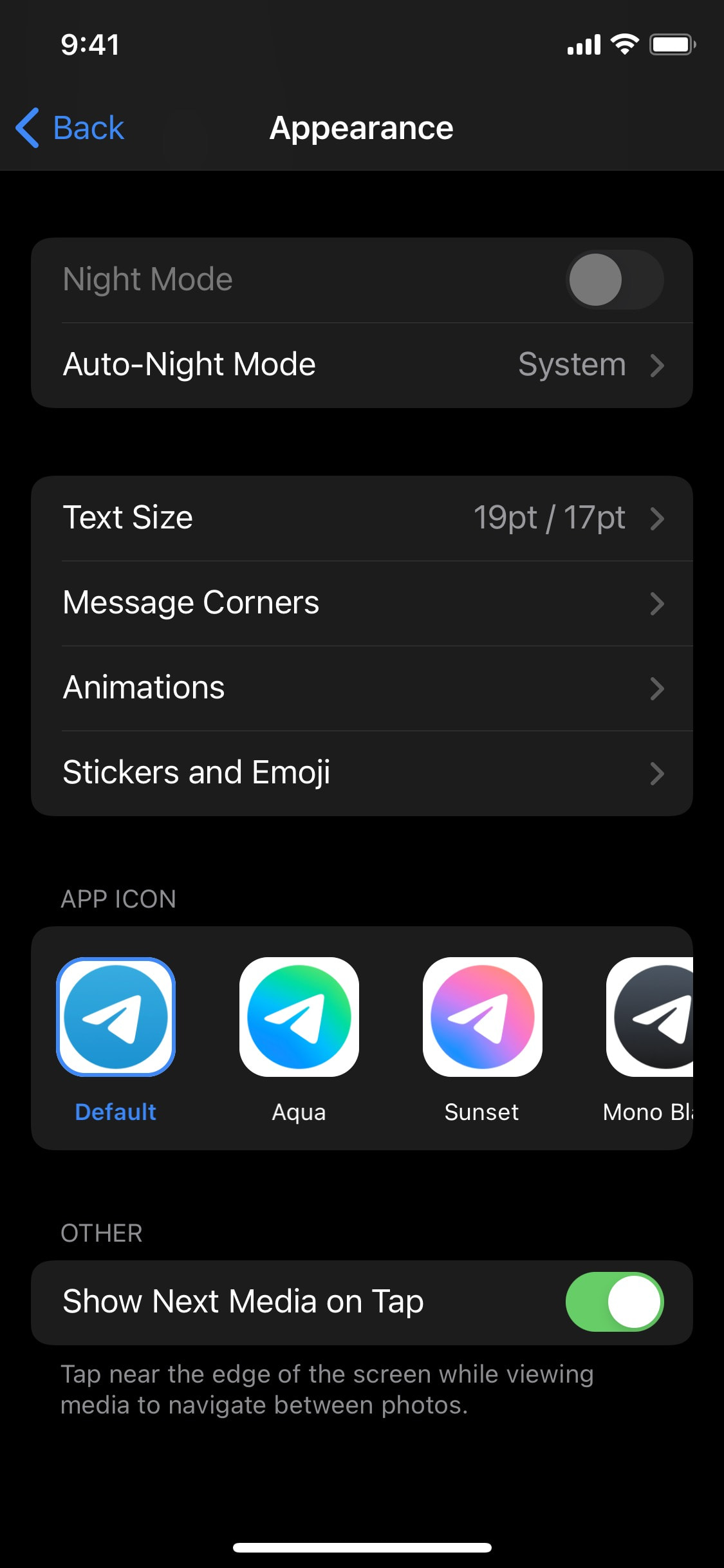 Telegram iOS screen 301