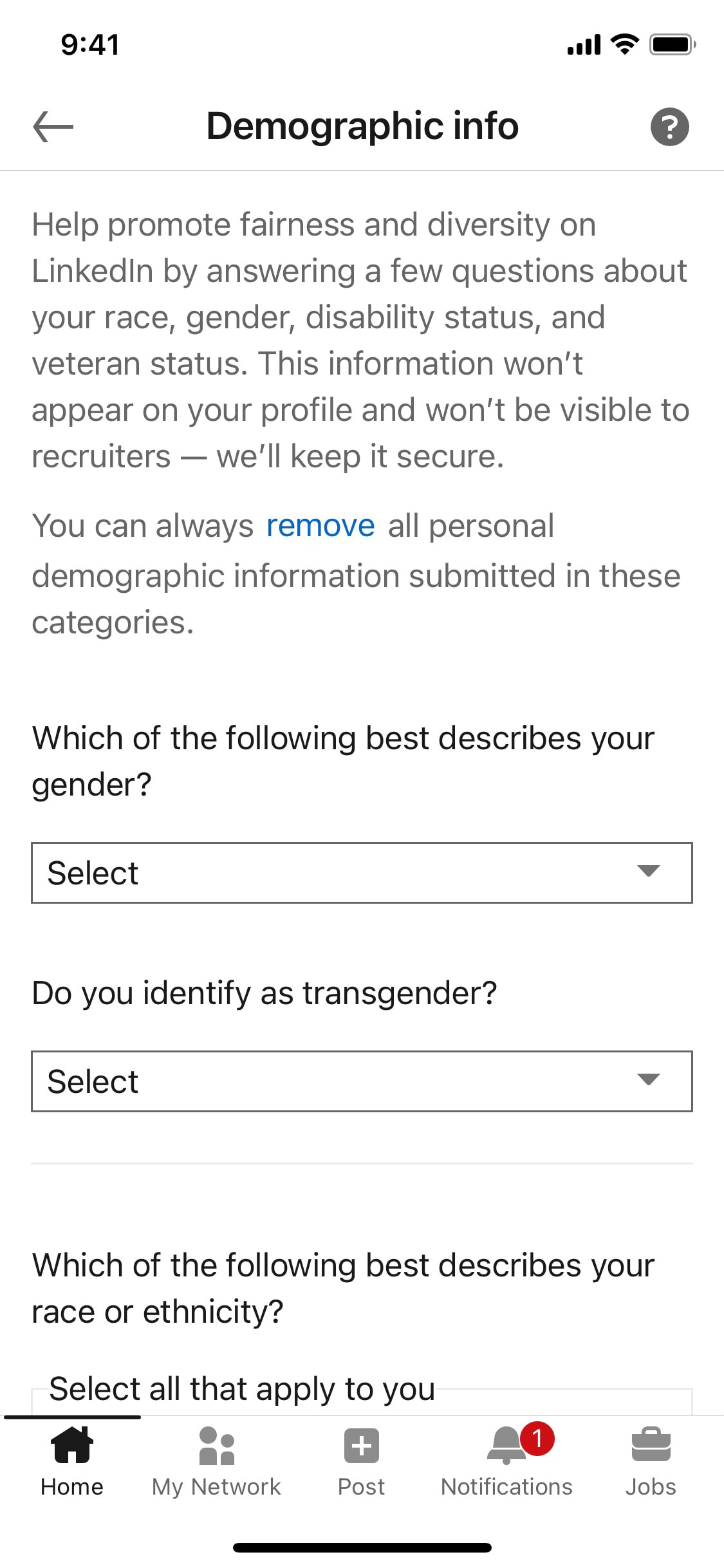 LinkedIn iOS screen 403