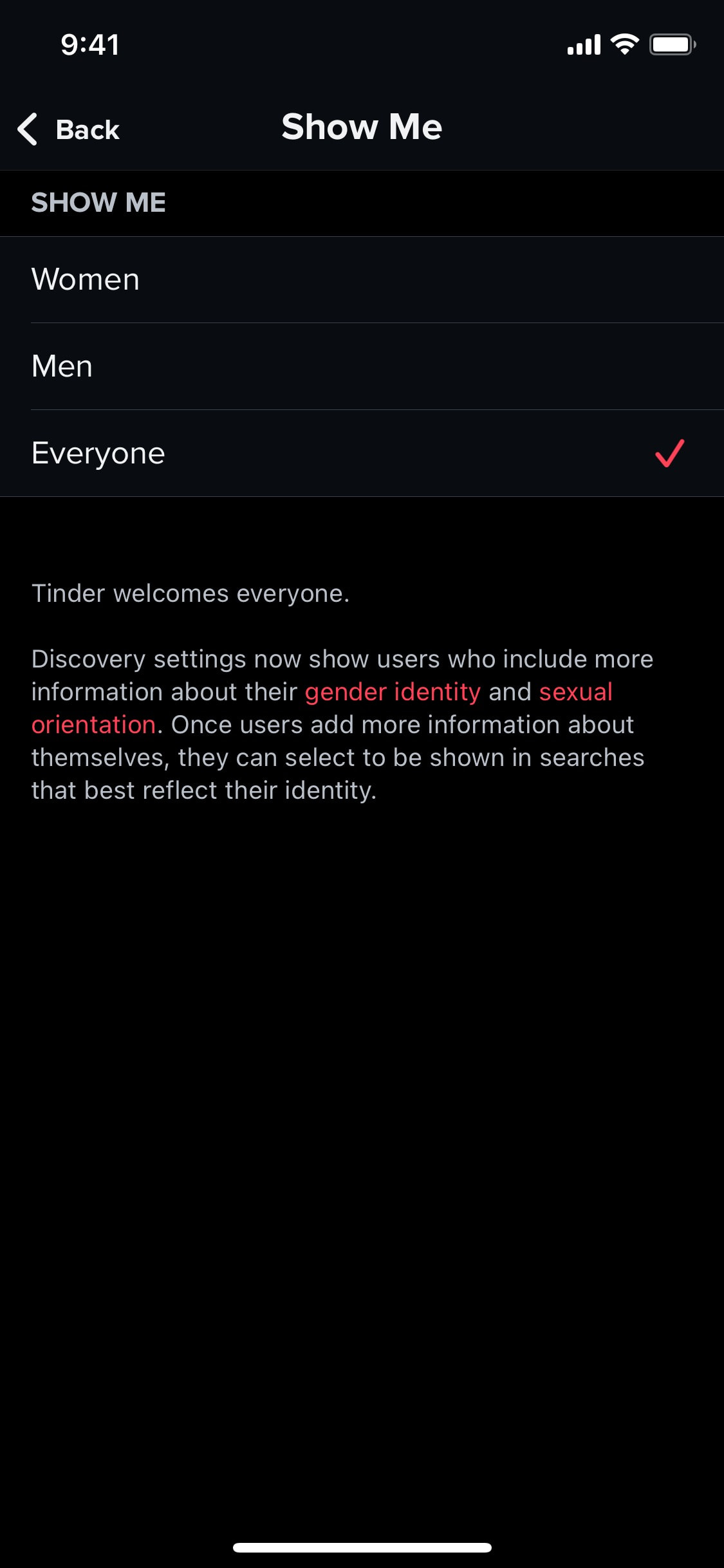Tinder iOS screen 359
