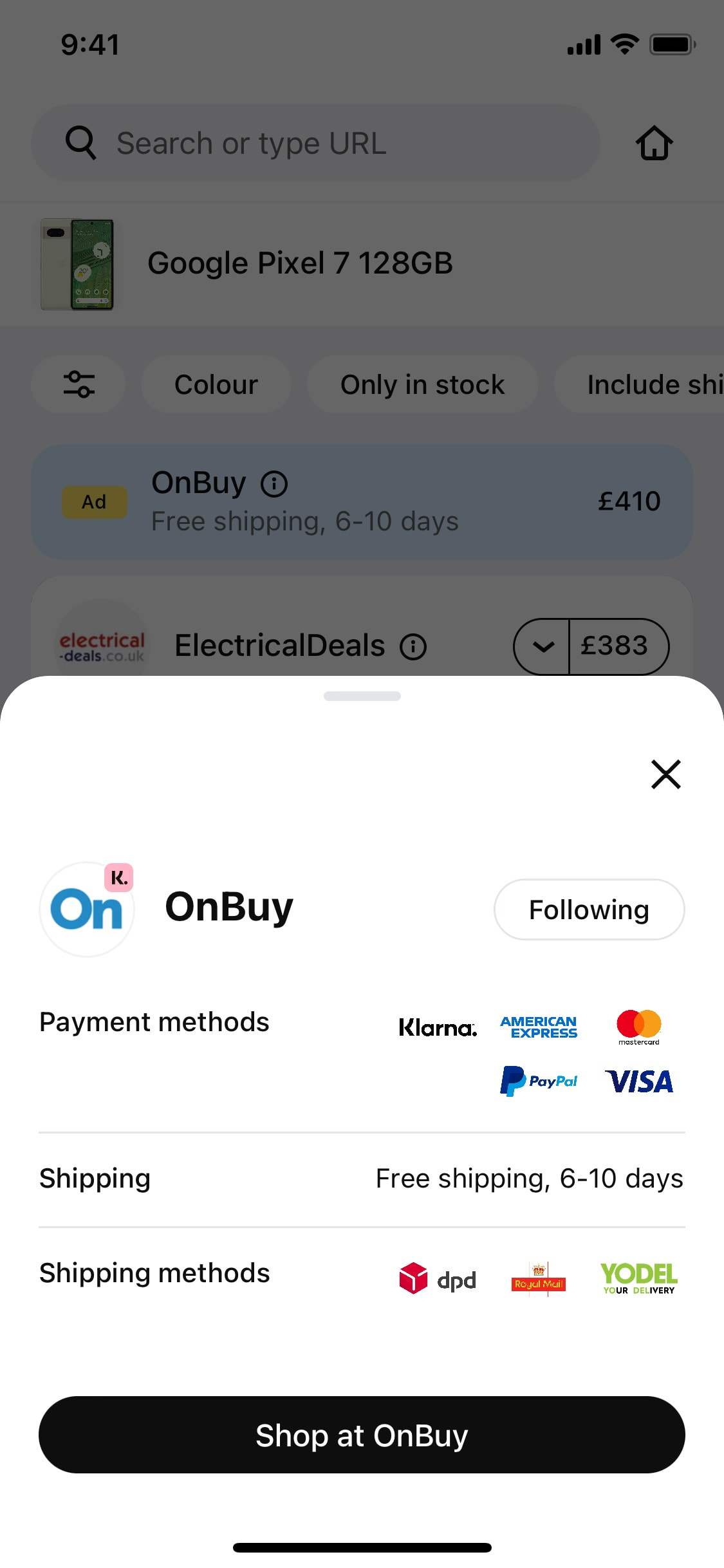 Klarna iOS screen 222