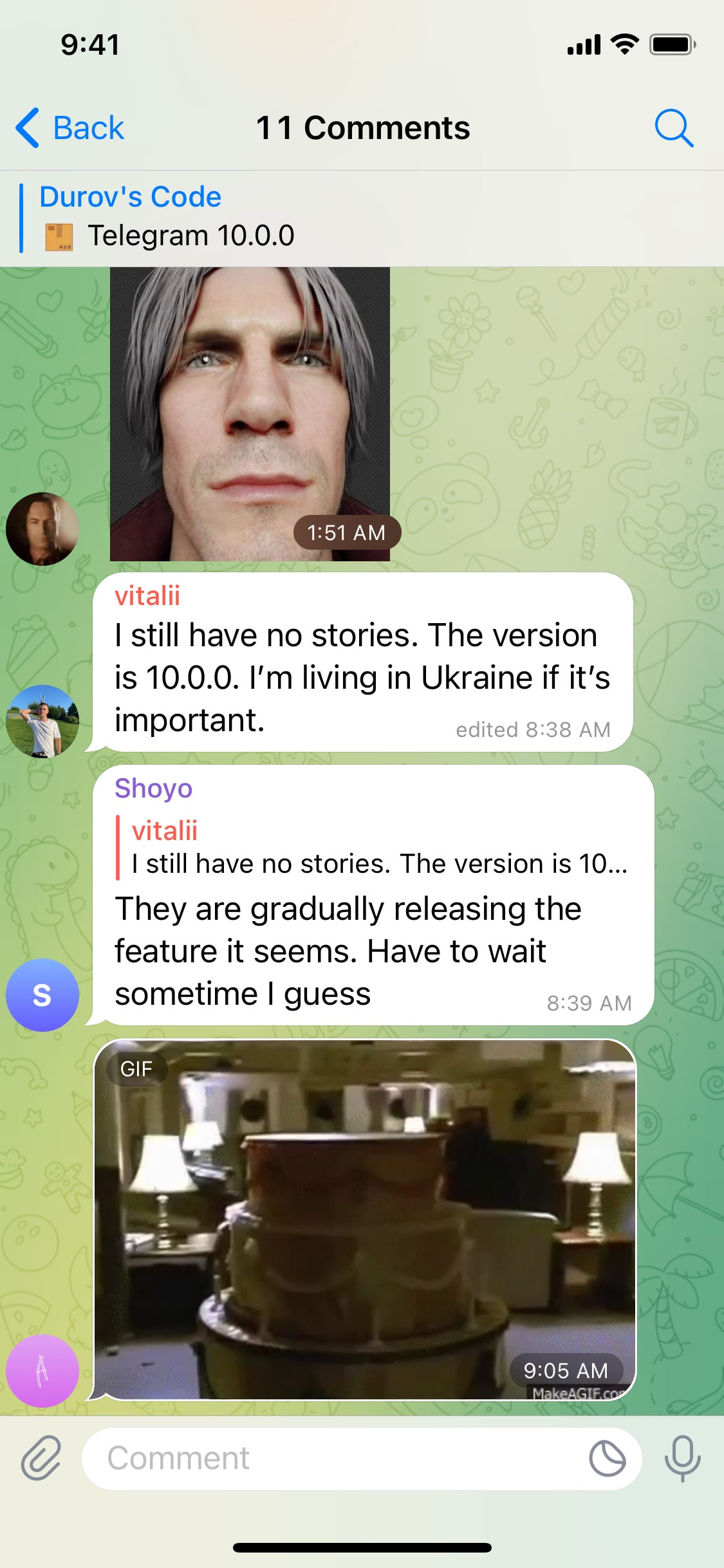 Telegram iOS screen 222