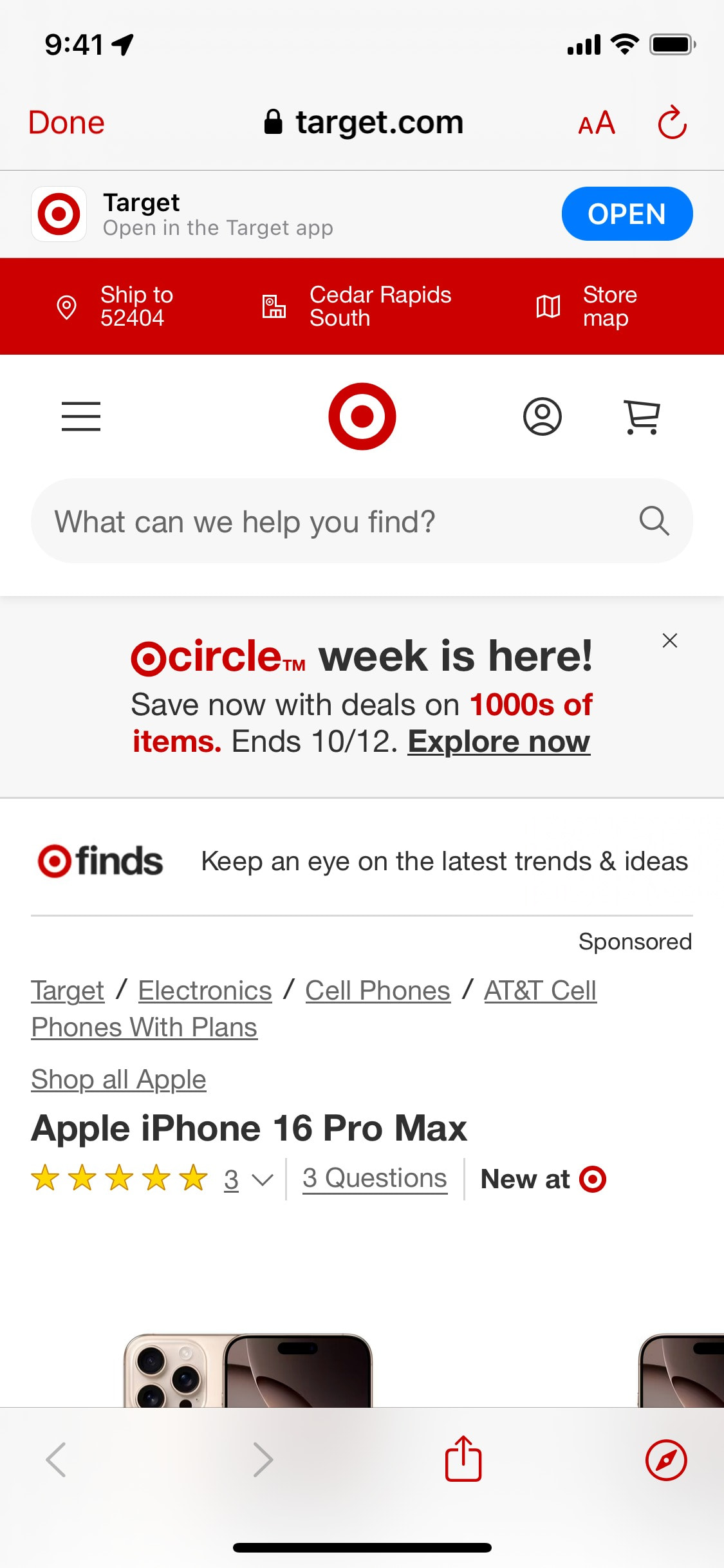 Target iOS screen 199