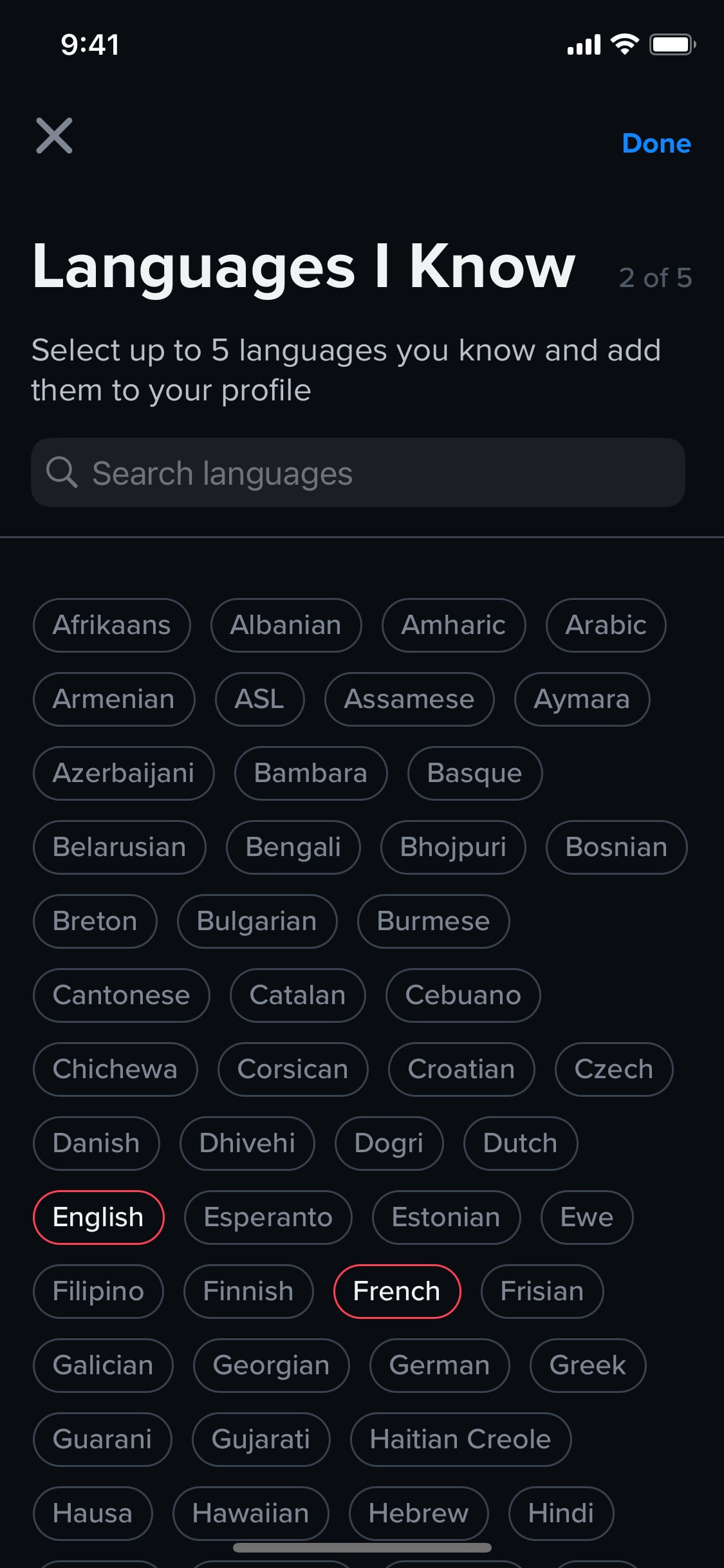 Tinder iOS screen 476