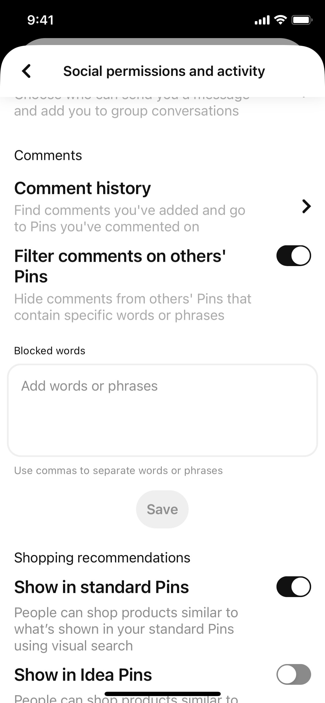 Pinterest iOS screen 154