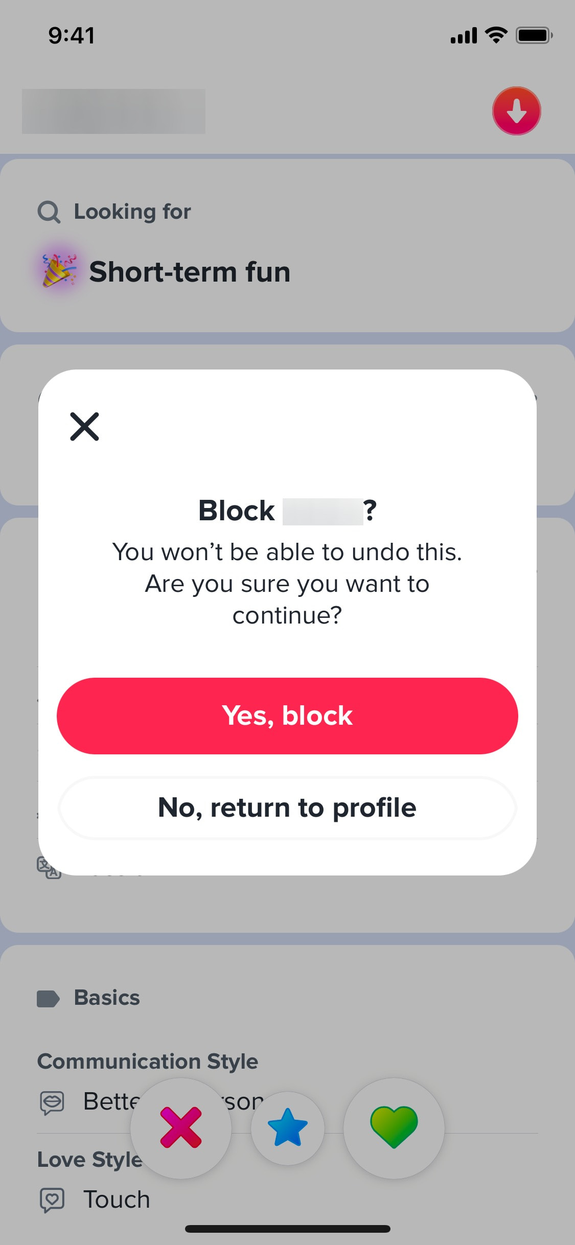 Tinder iOS screen 185