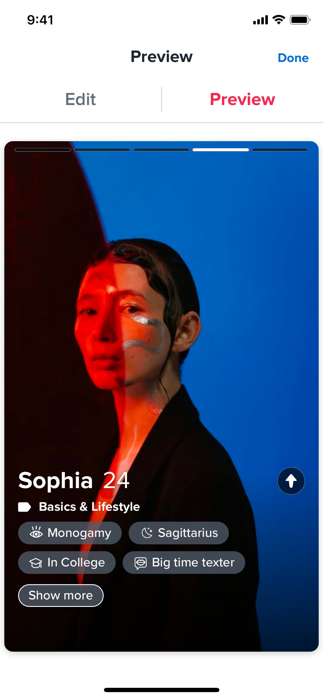 Tinder iOS screen 389