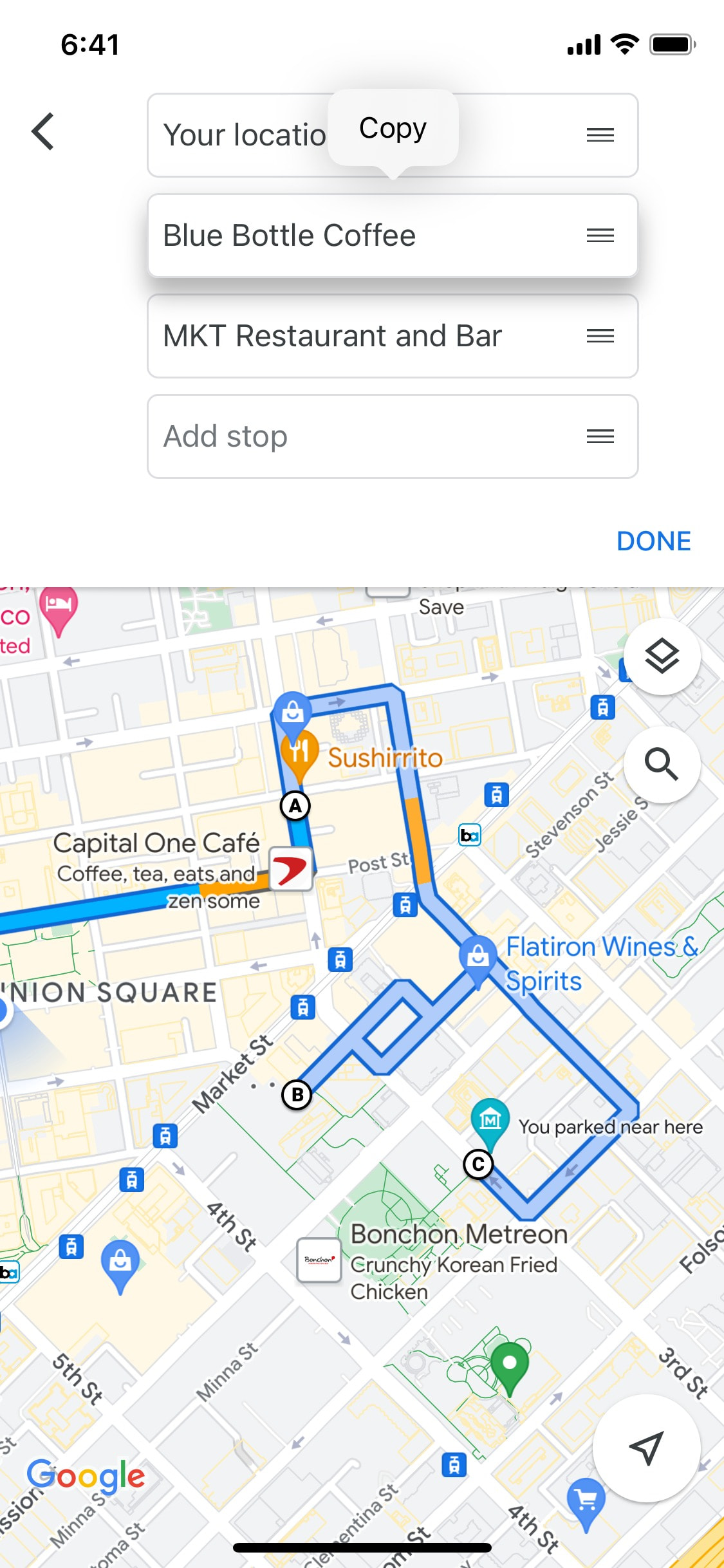 Google Maps iOS screen 495