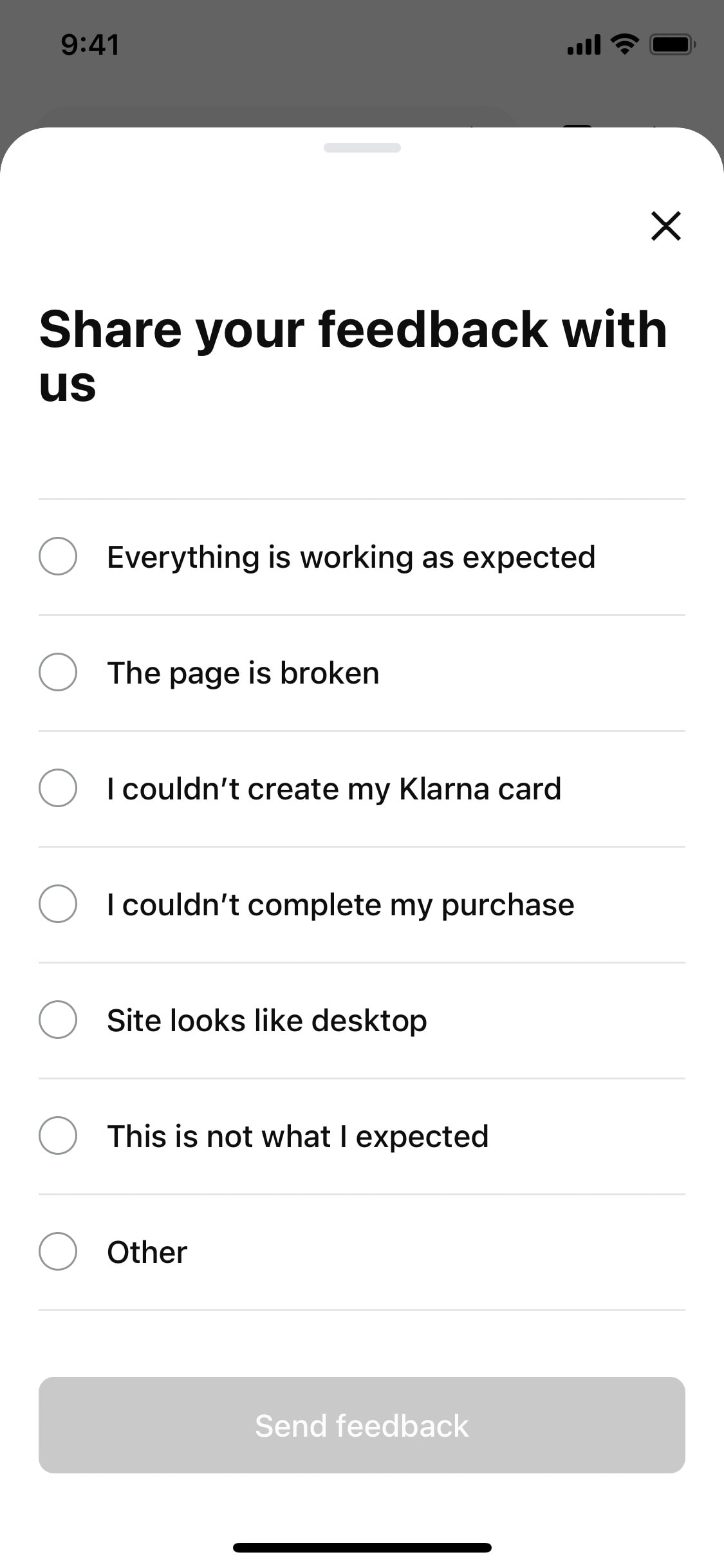 Klarna iOS screen 536