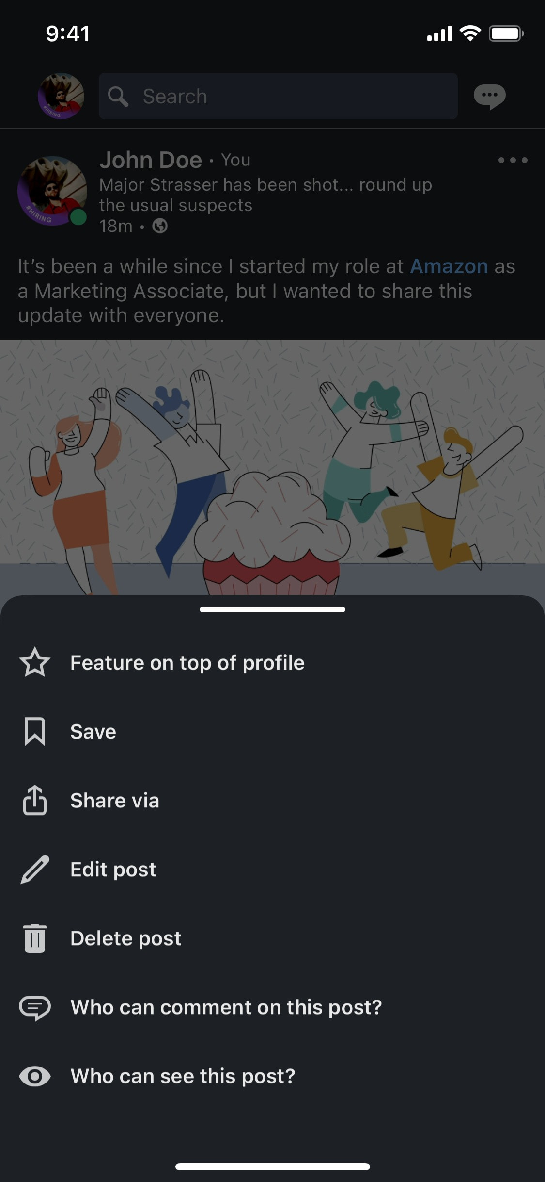 LinkedIn iOS screen 406