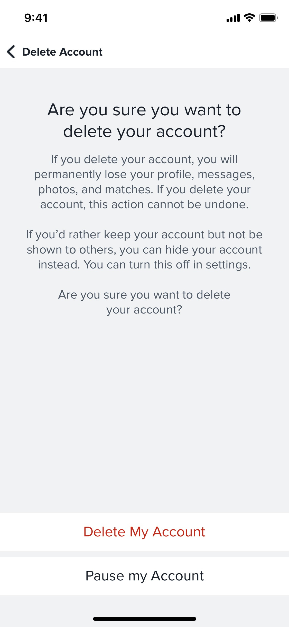 Tinder iOS screen 128
