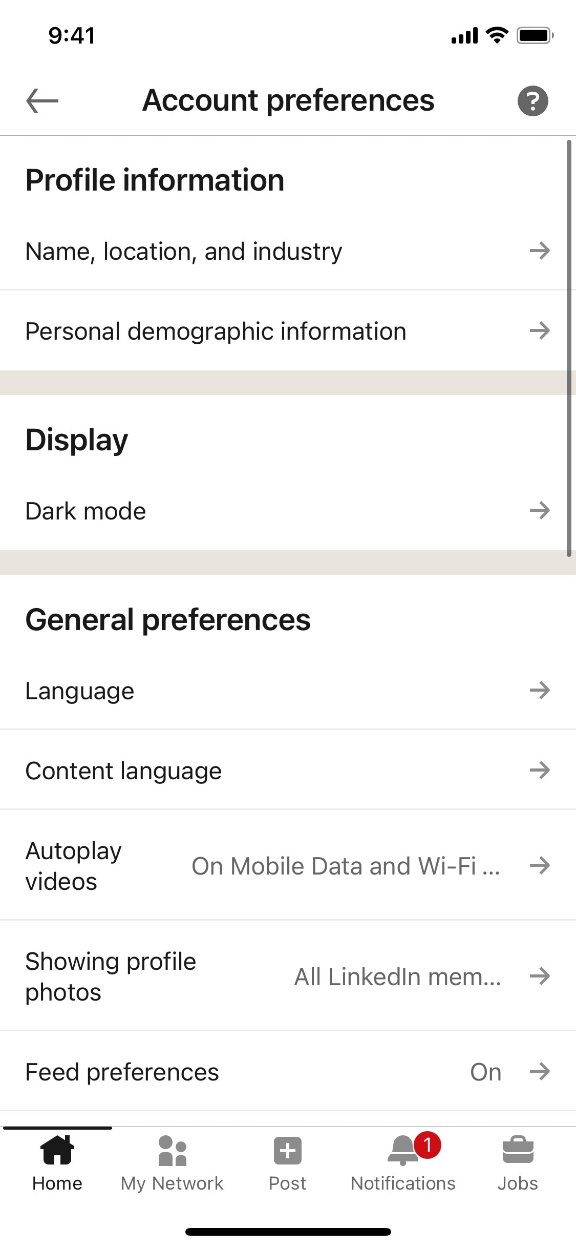LinkedIn iOS screen 13
