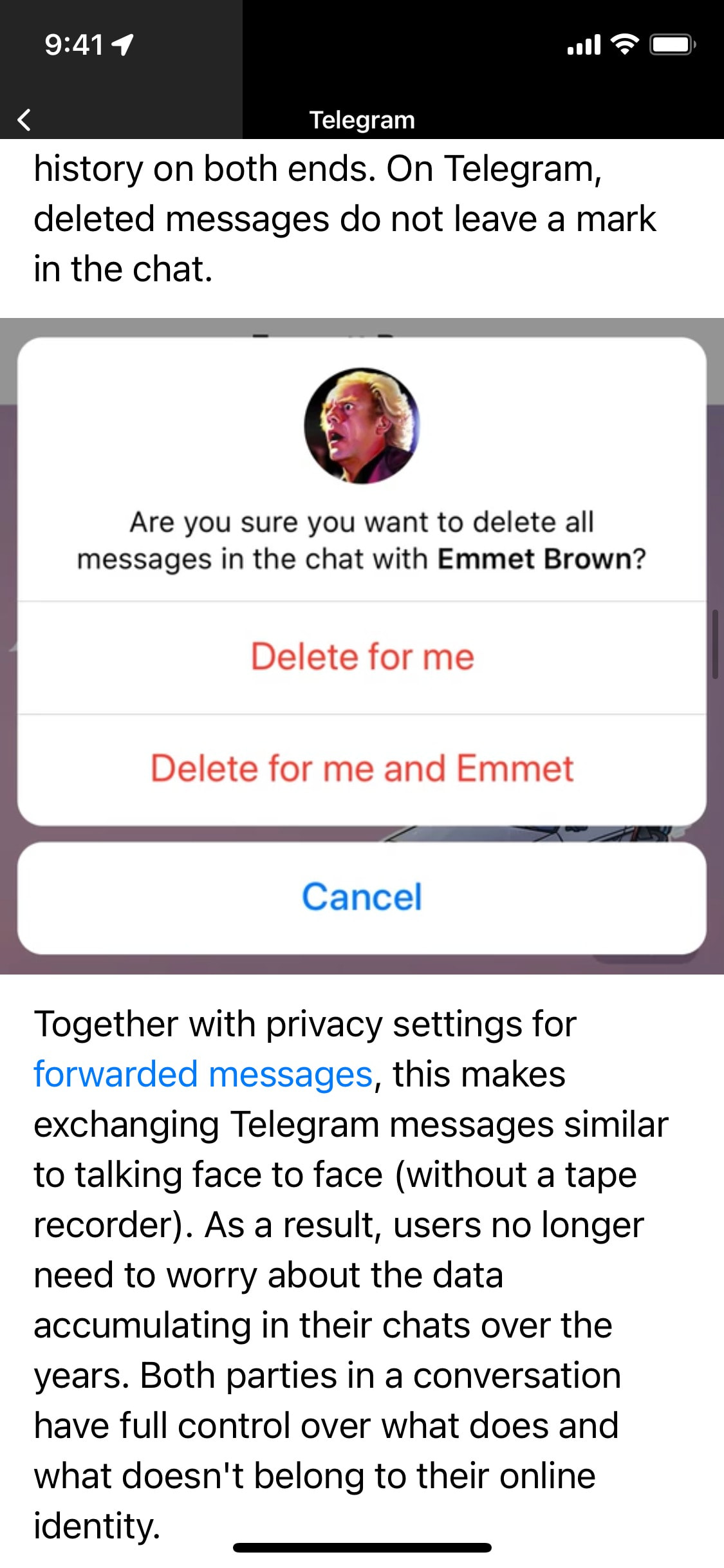 Telegram iOS screen 839