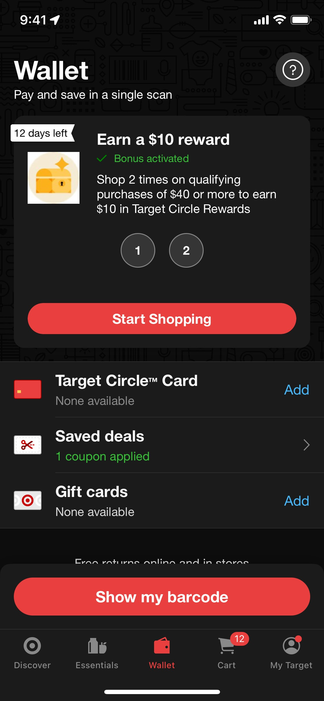 Target iOS screen 150