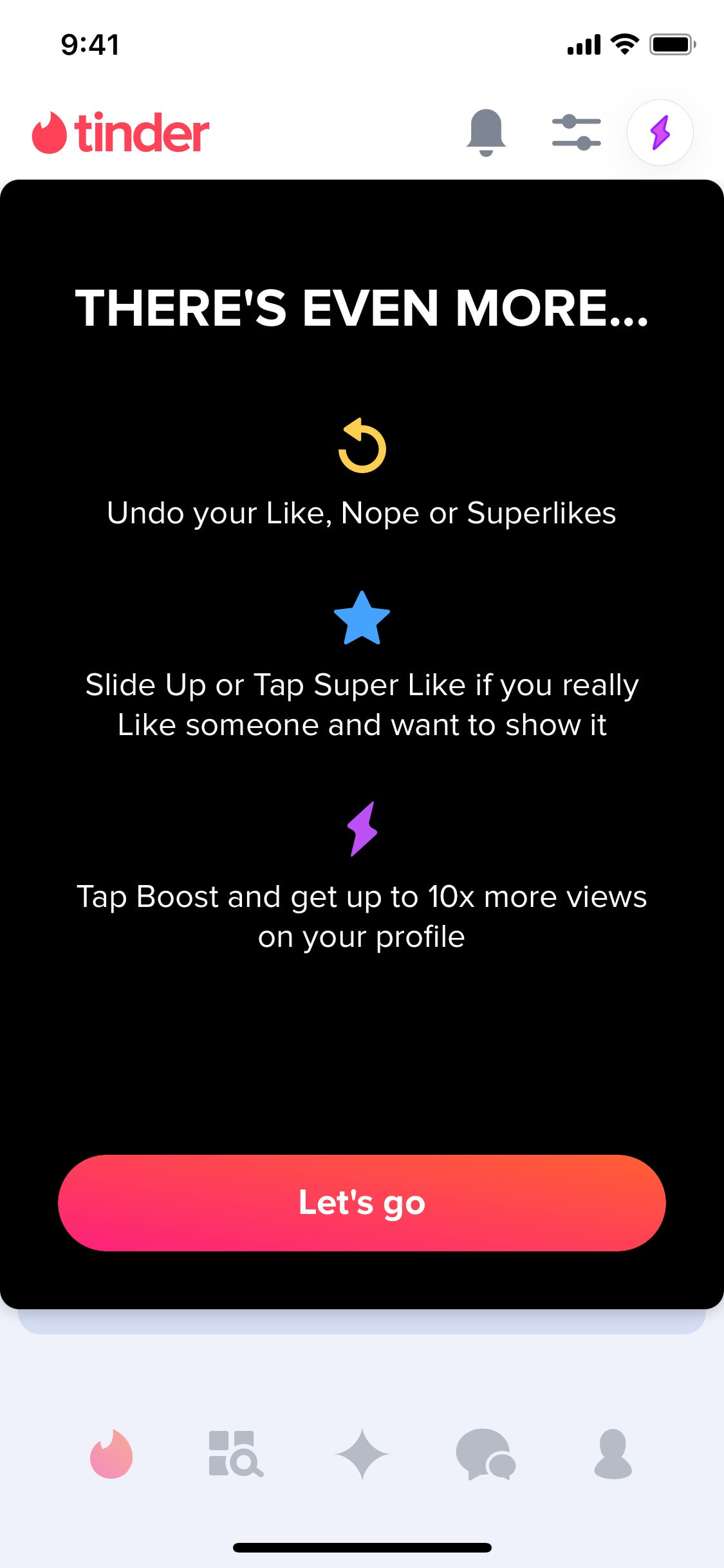 Tinder iOS screen 418