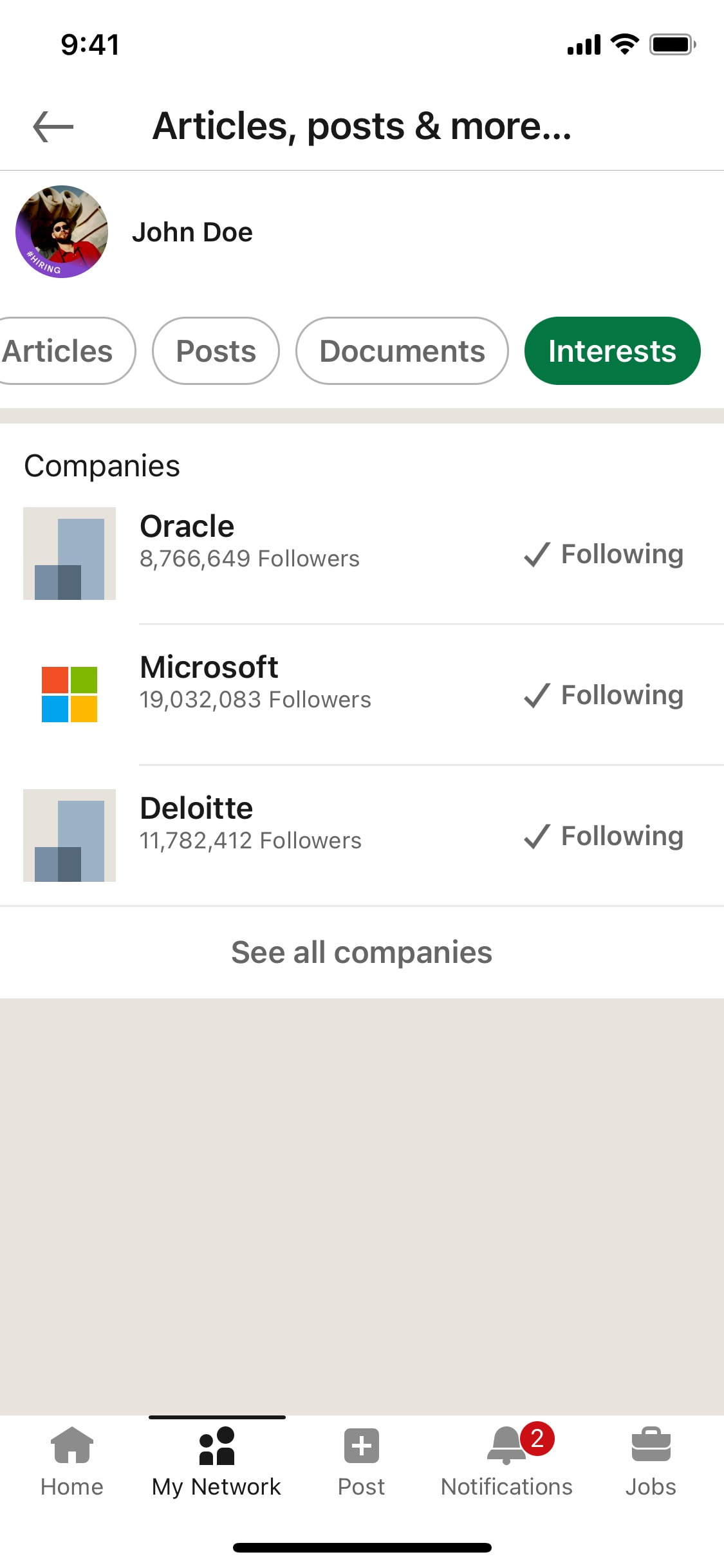 LinkedIn iOS screen 419