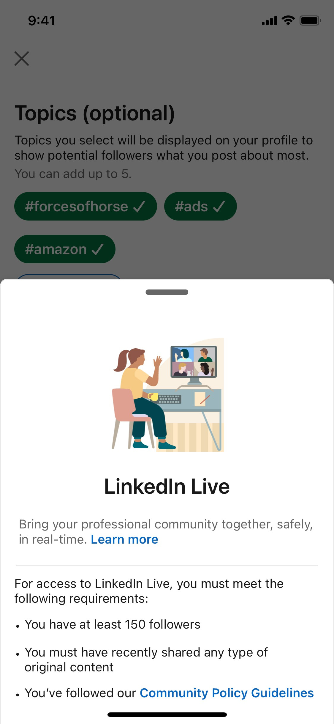 LinkedIn iOS screen 175