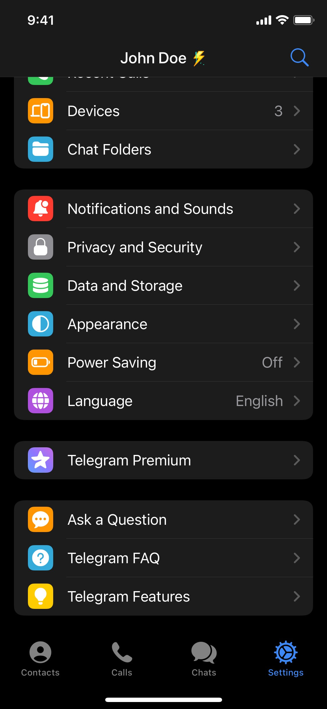 Telegram iOS screen 473