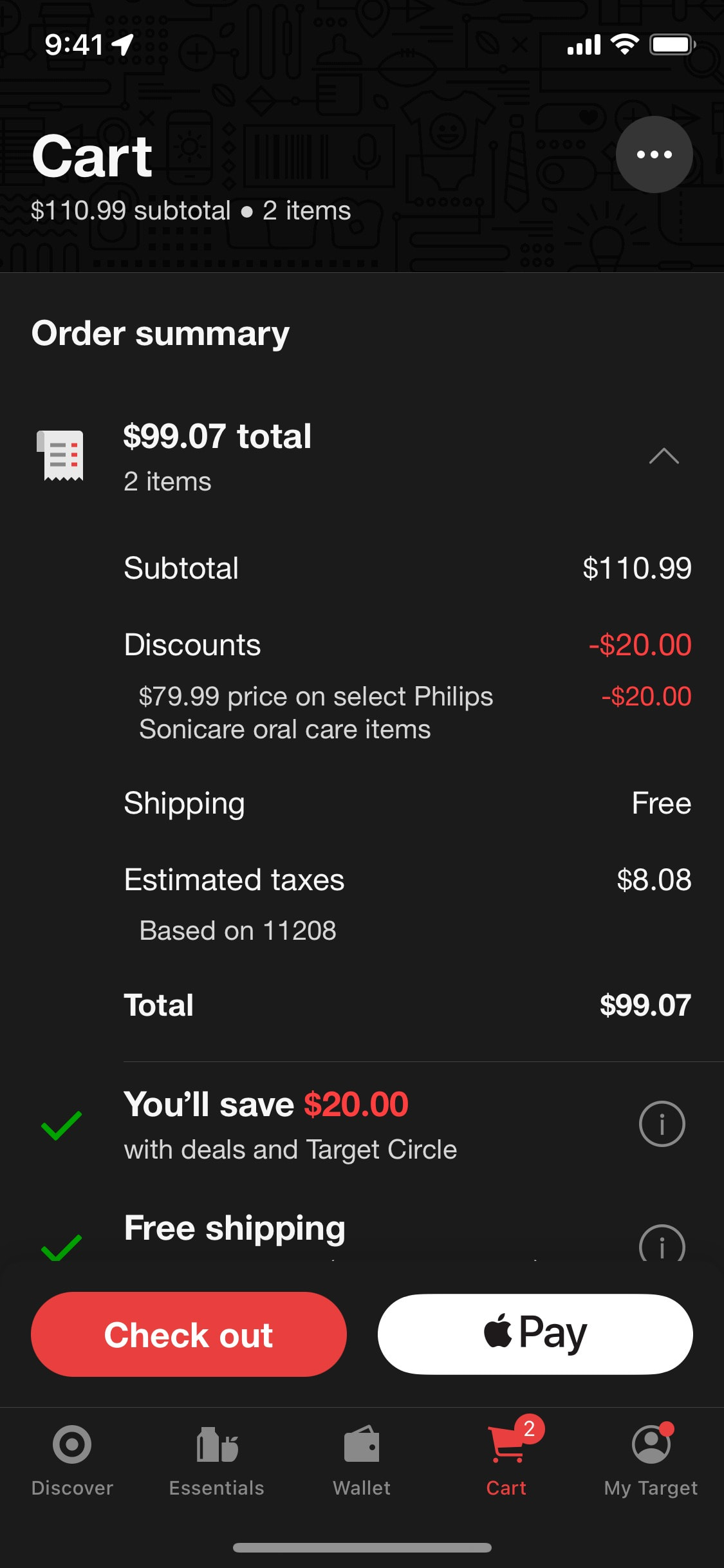 Target iOS screen 402