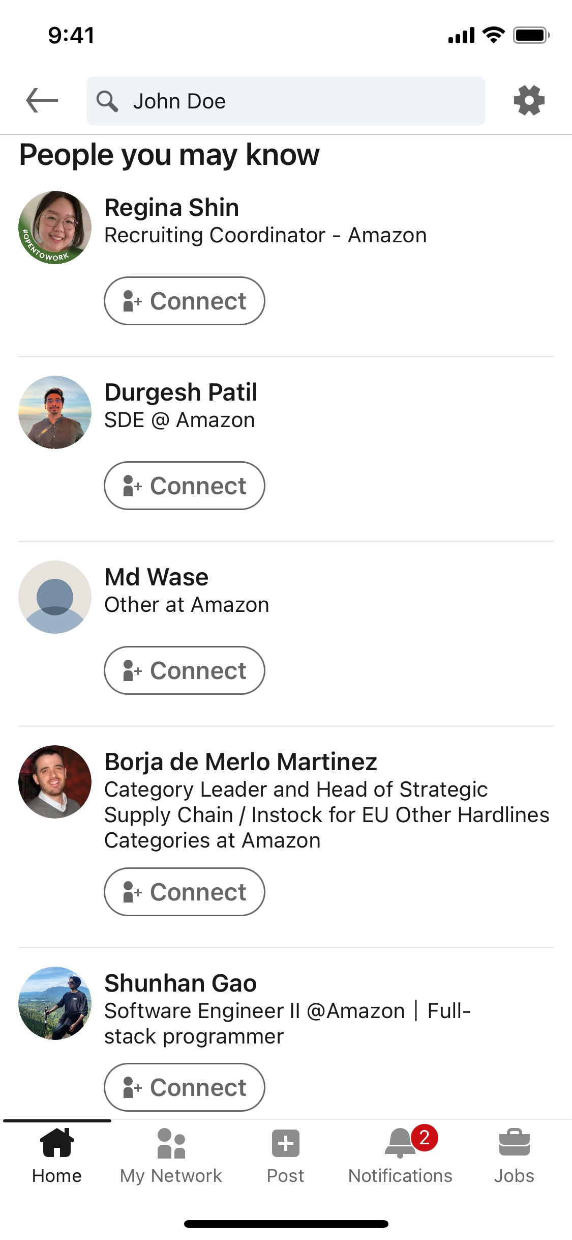 LinkedIn iOS screen 355