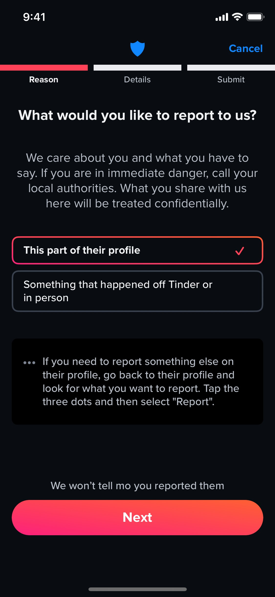 Tinder iOS screen 256