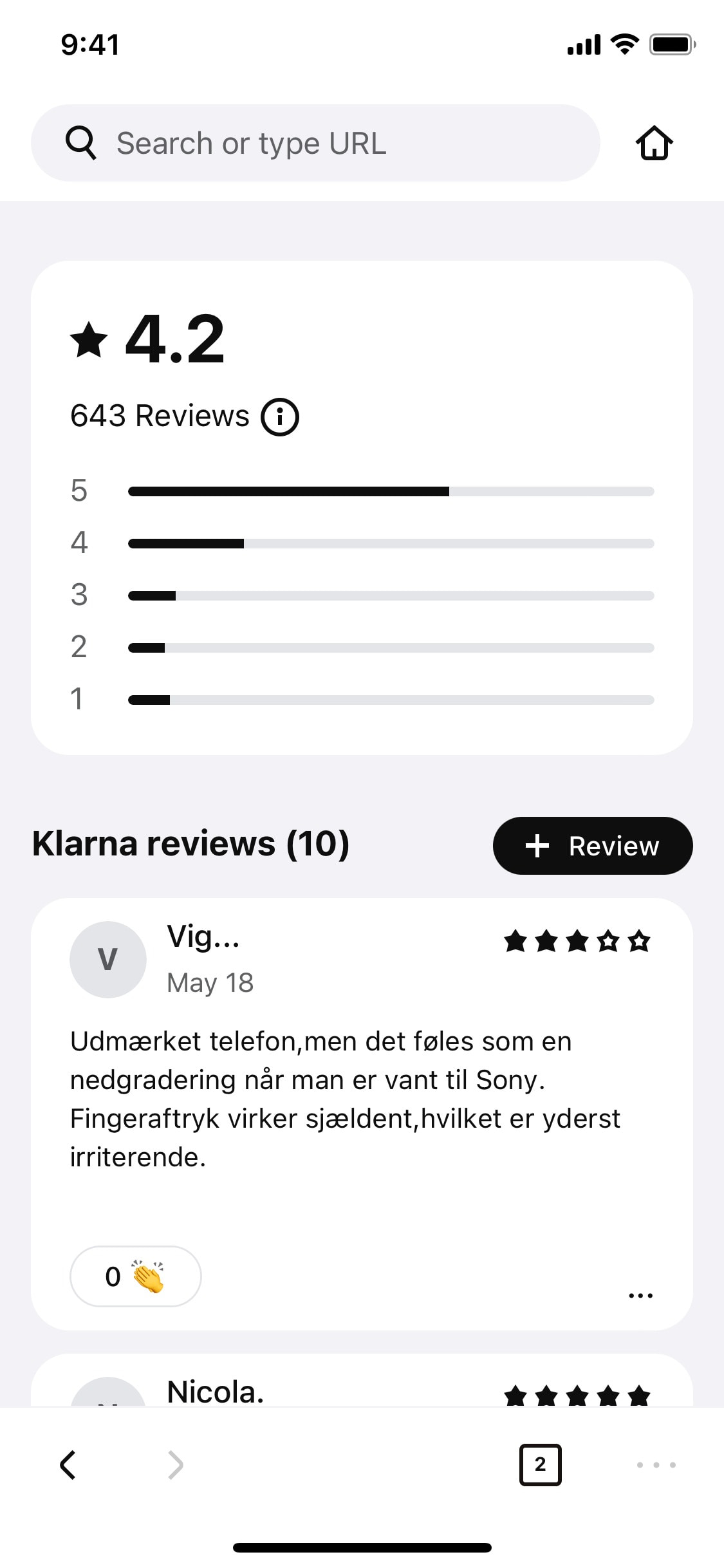 Klarna iOS screen 524