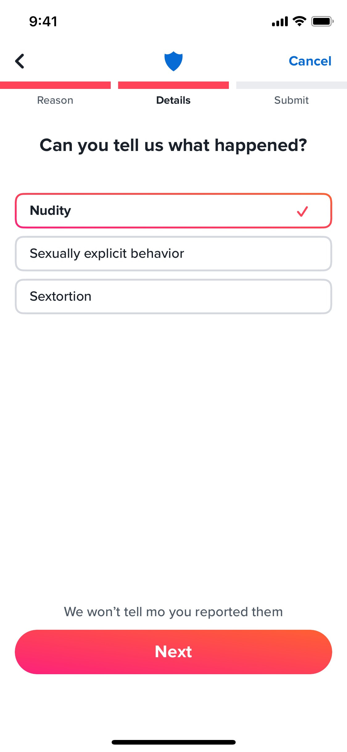 Tinder iOS screen 348