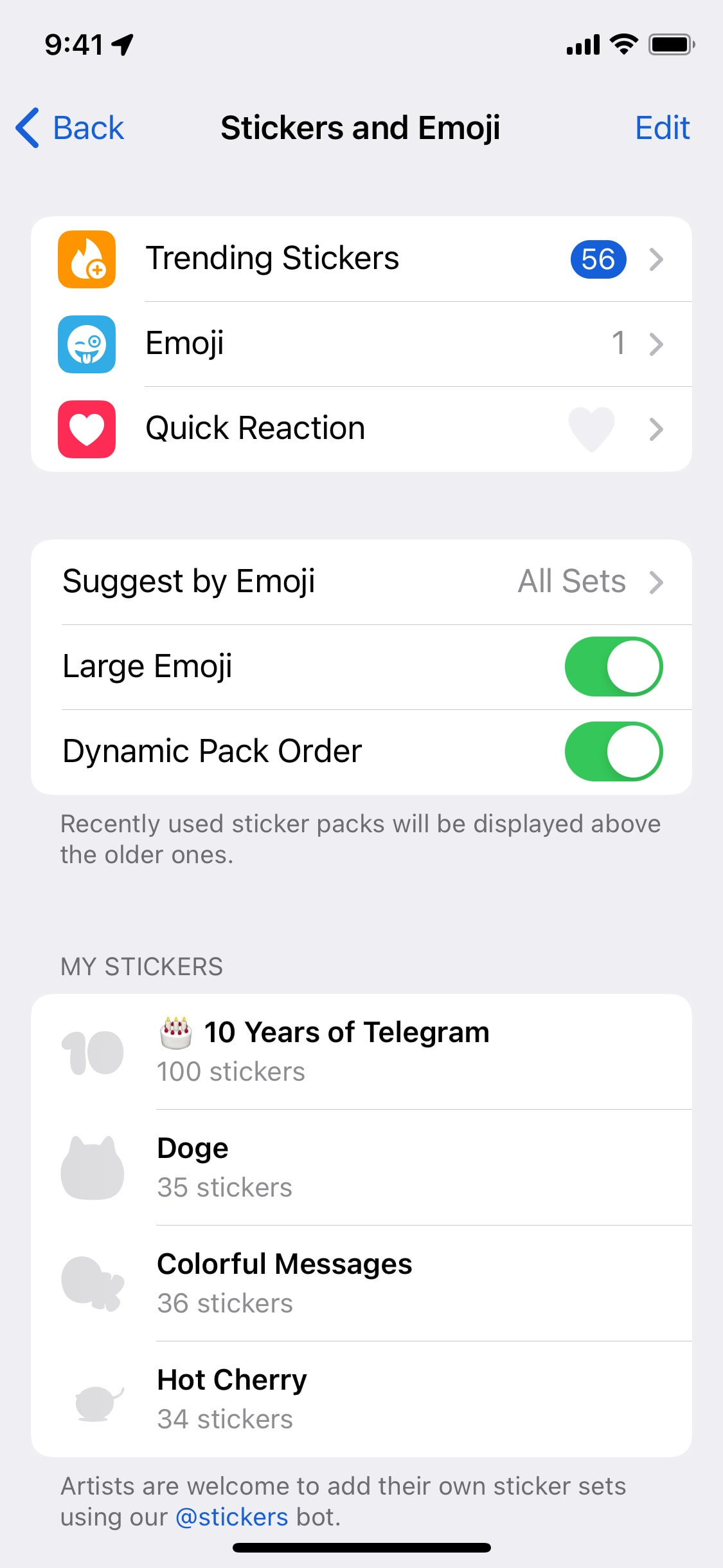 Telegram iOS screen 218