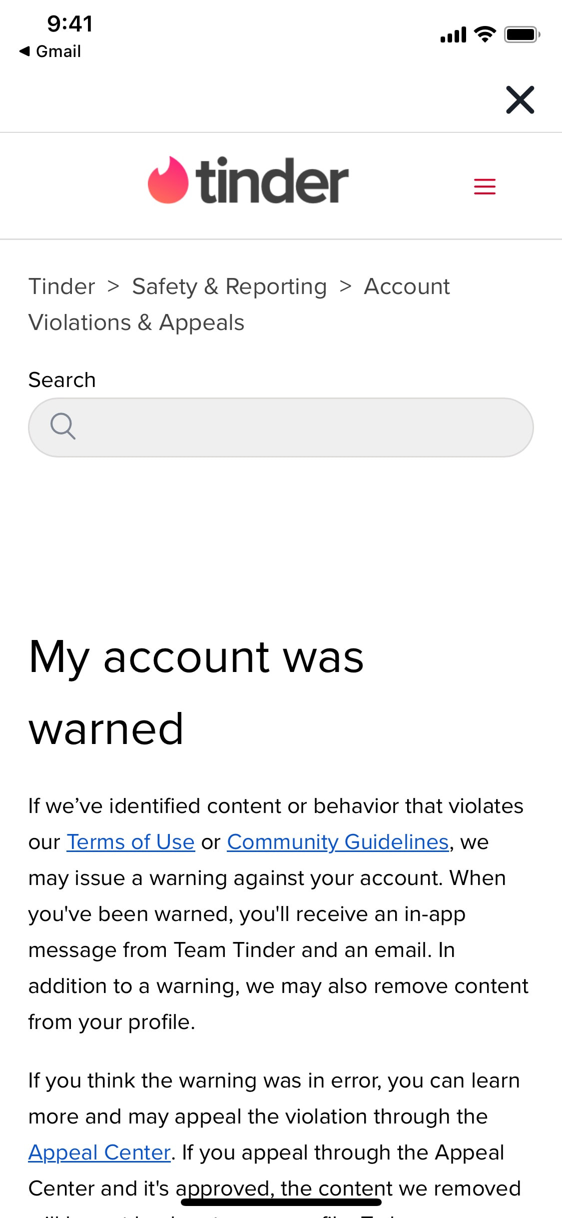 Tinder iOS screen 363