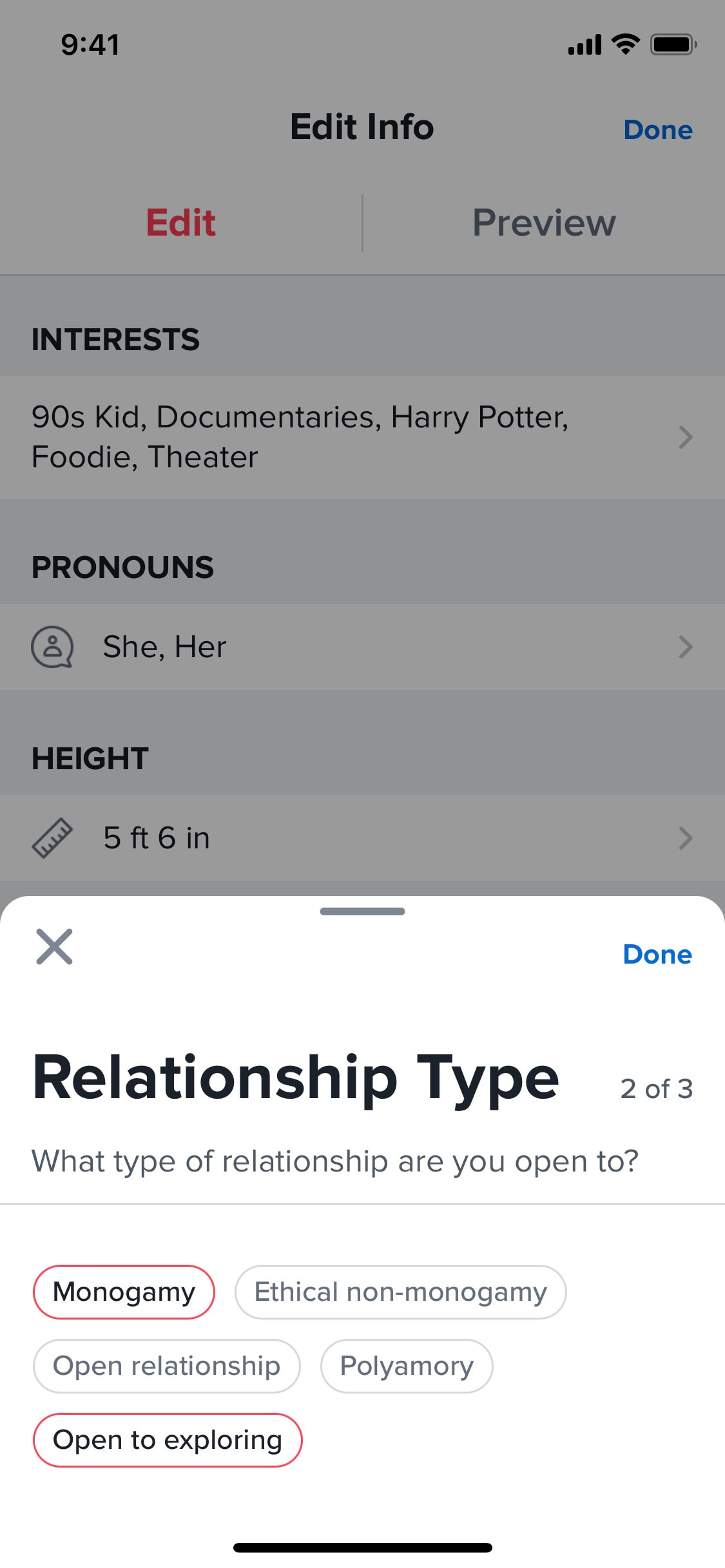 Tinder iOS screen 457