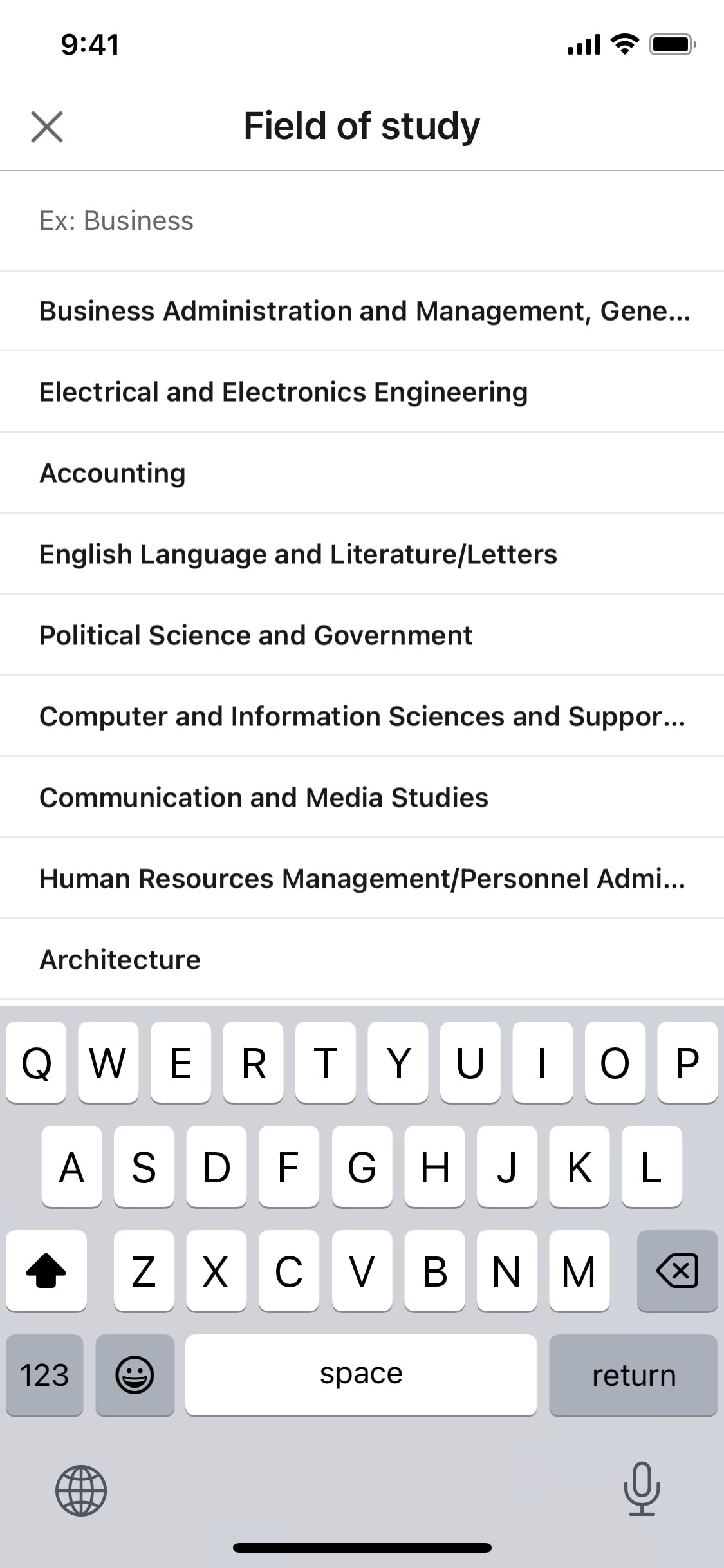 LinkedIn iOS screen 385