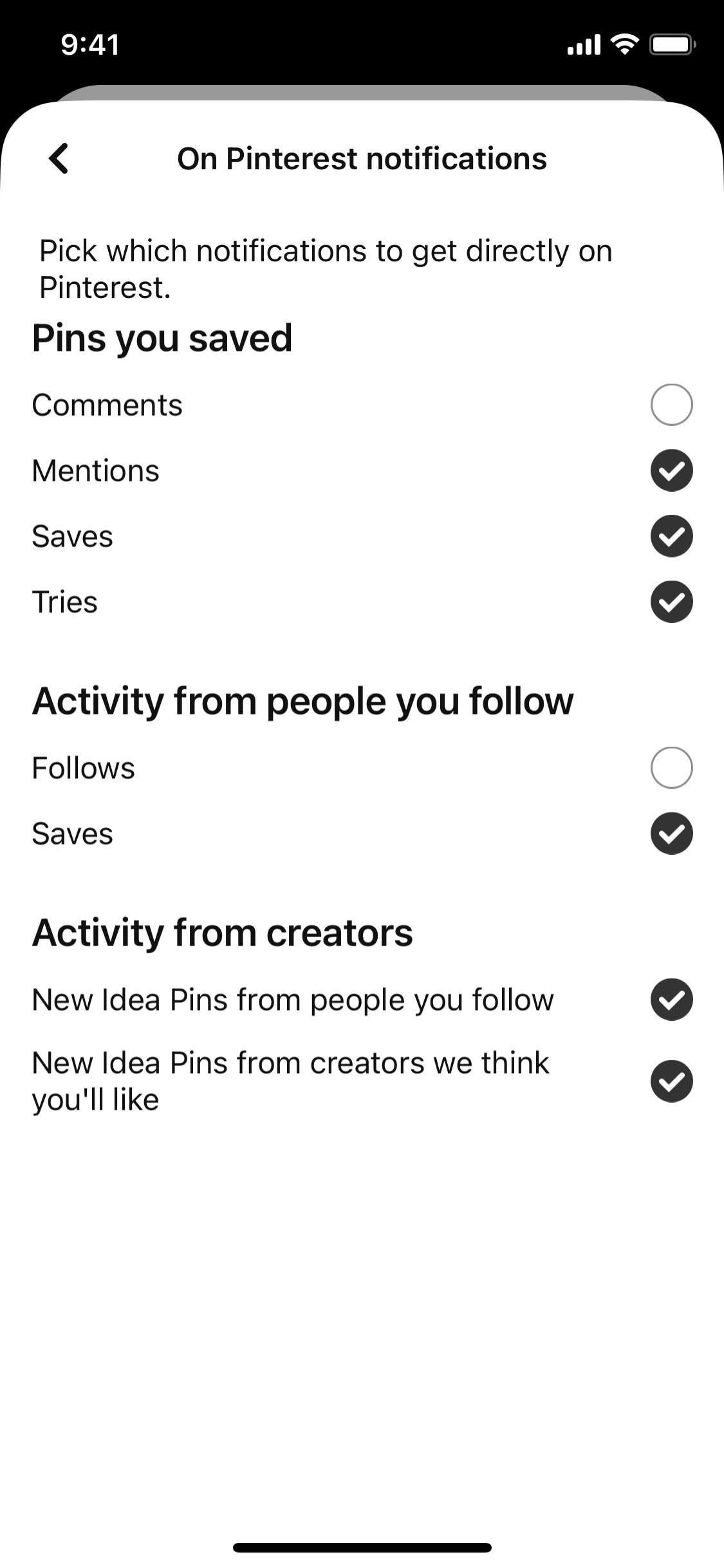 Pinterest iOS screen 338