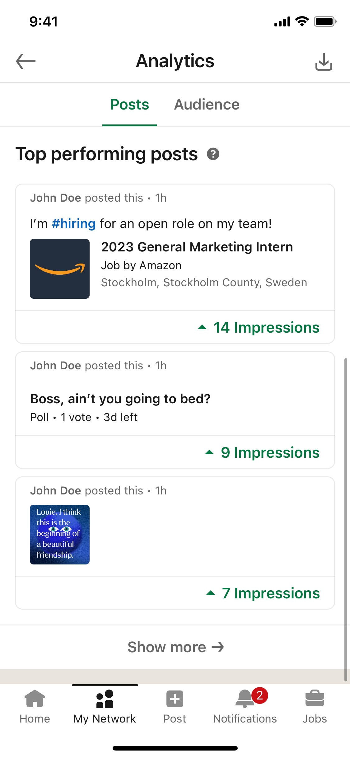 LinkedIn iOS screen 547