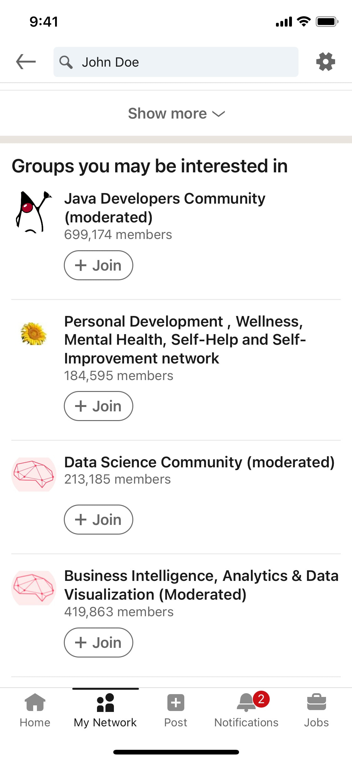 LinkedIn iOS screen 23