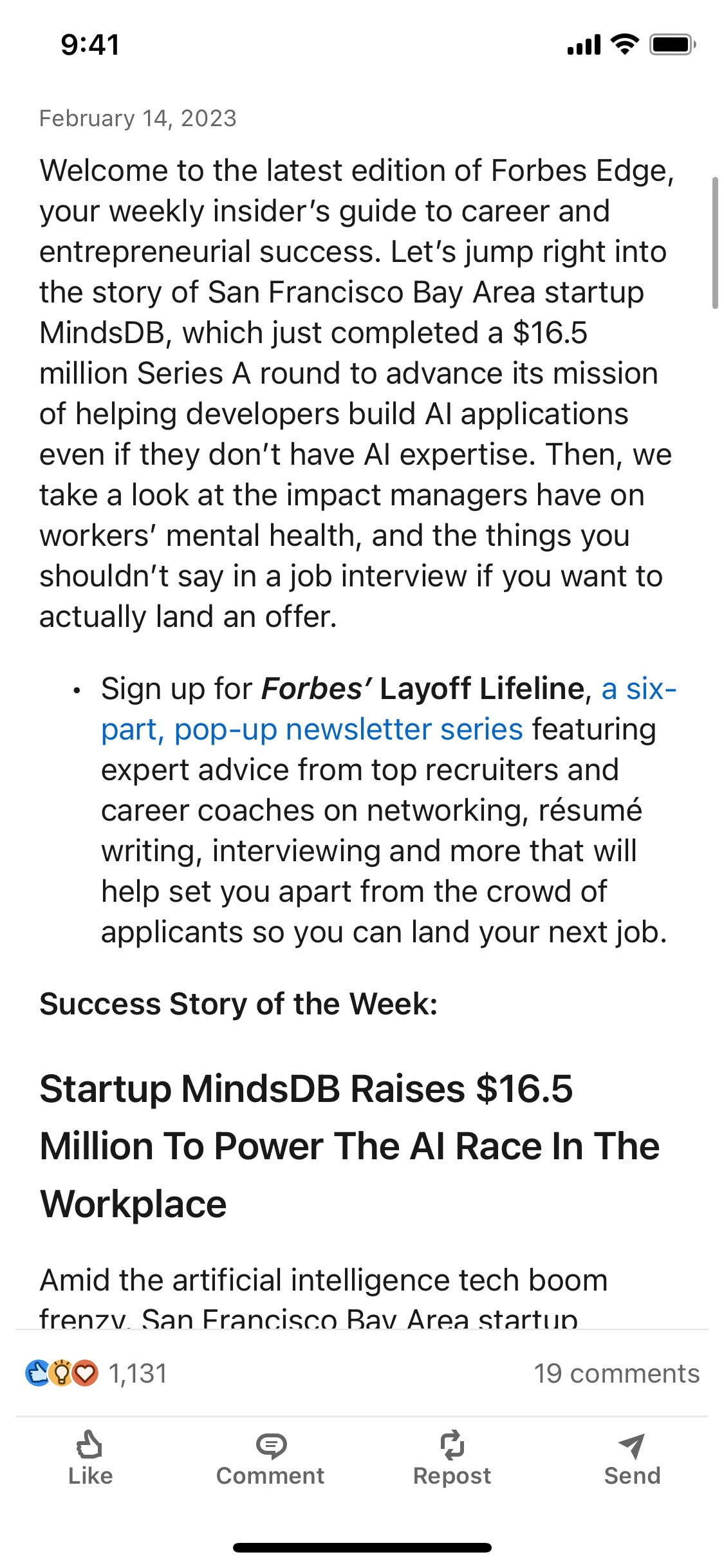 LinkedIn iOS screen 118