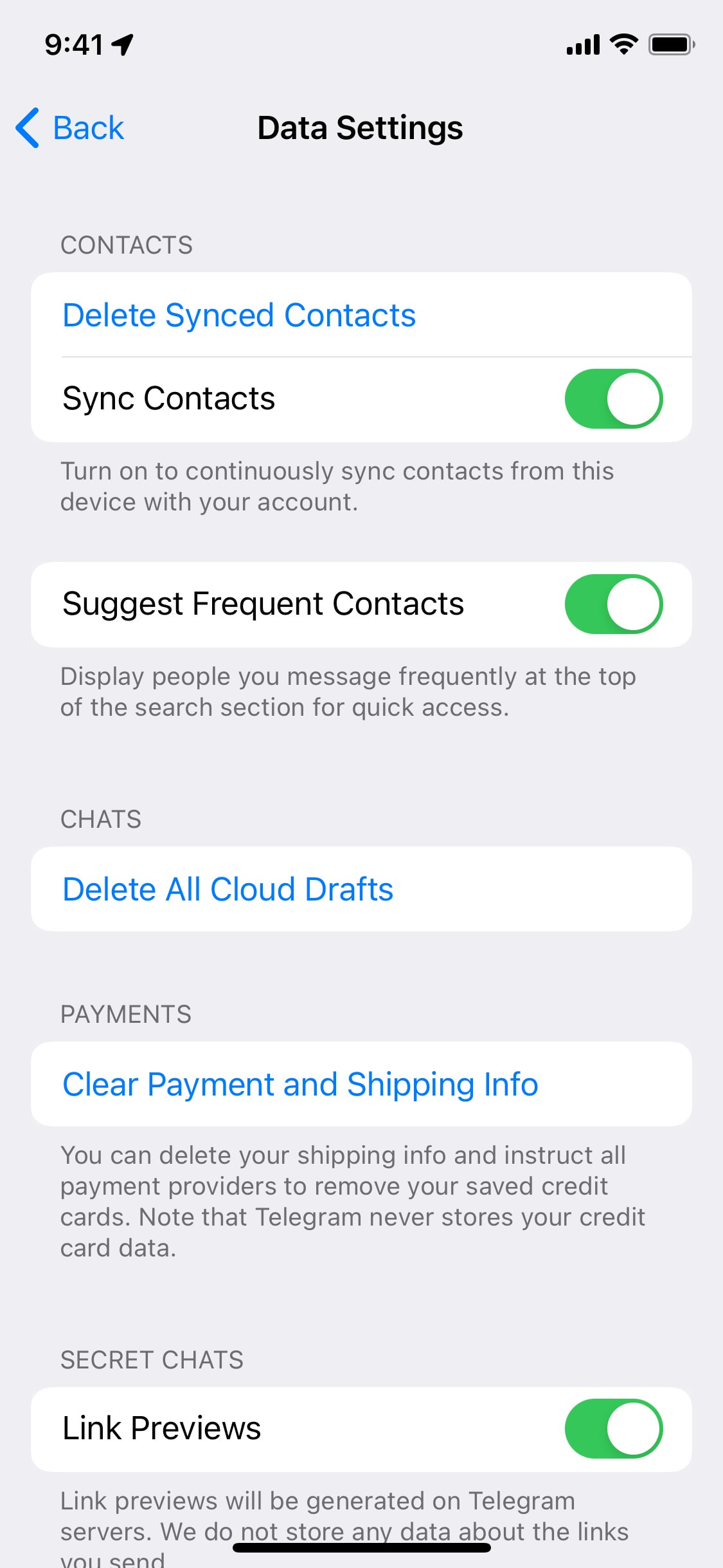 Telegram iOS screen 609