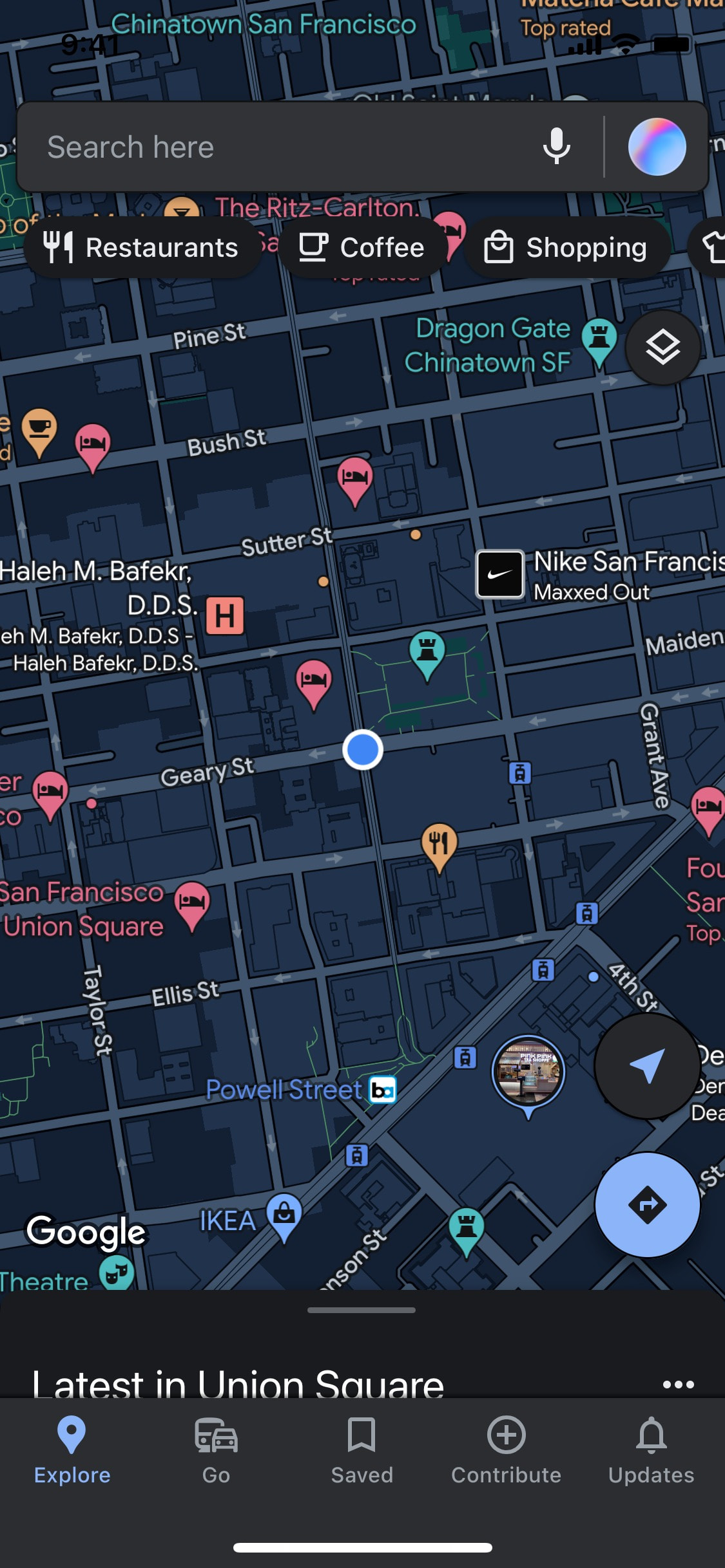 Google Maps iOS screen 634