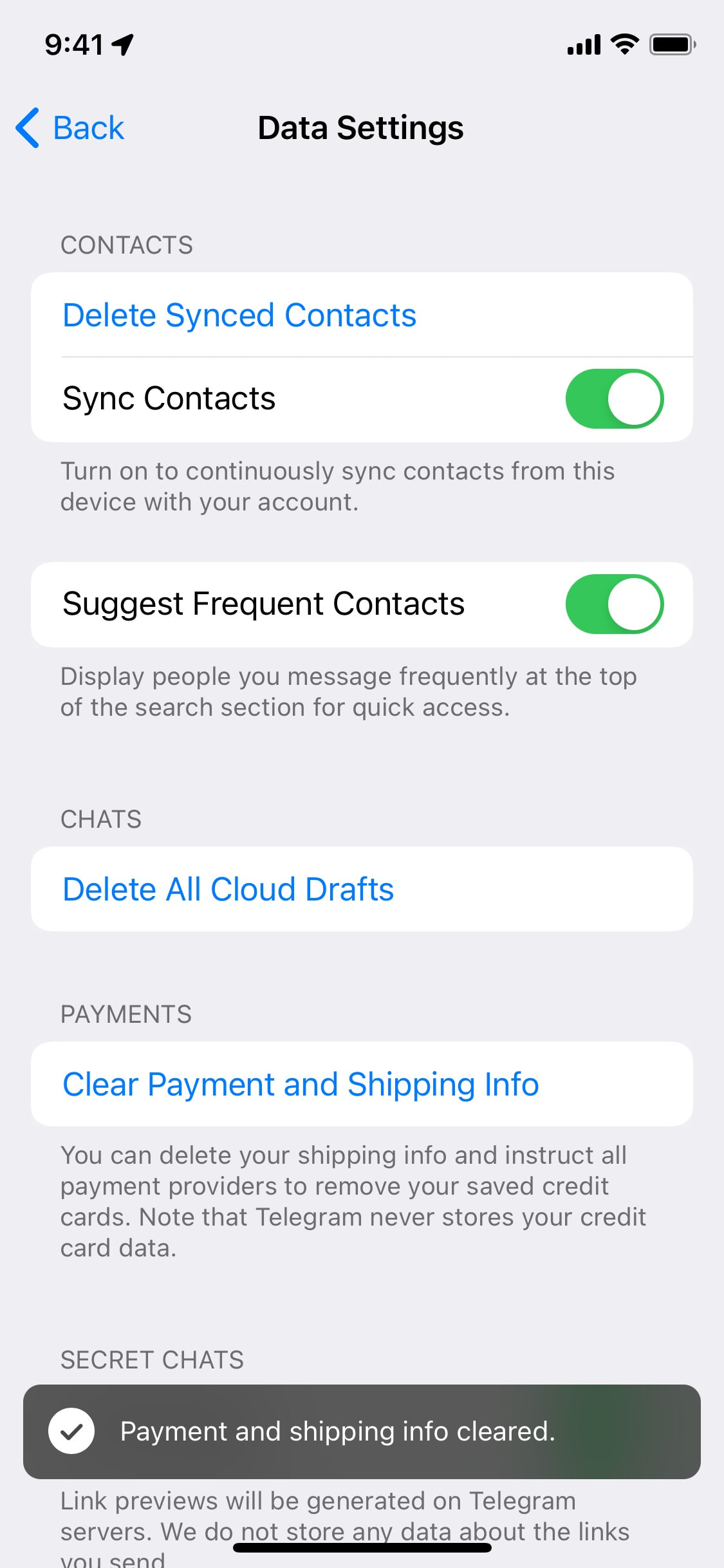 Telegram iOS screen 309