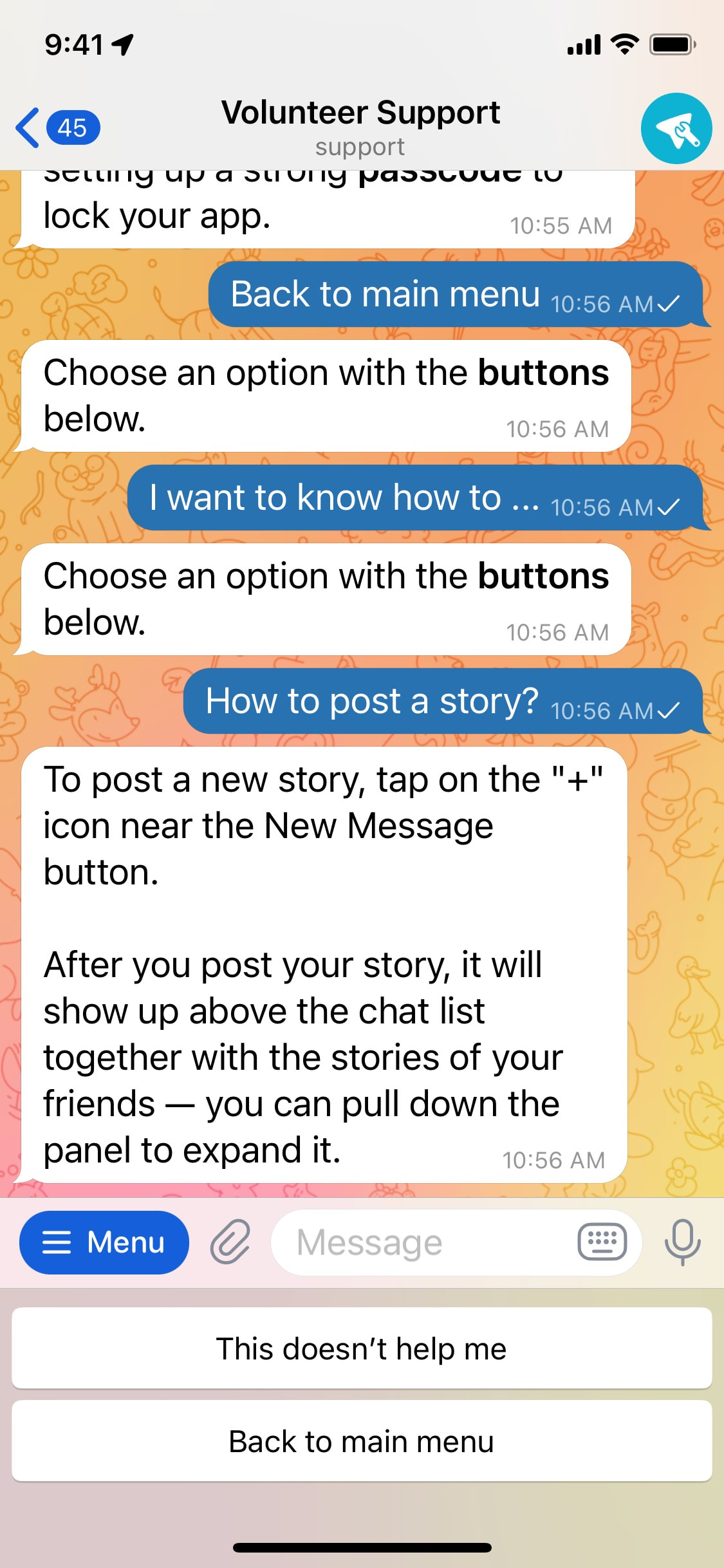 Telegram iOS screen 810