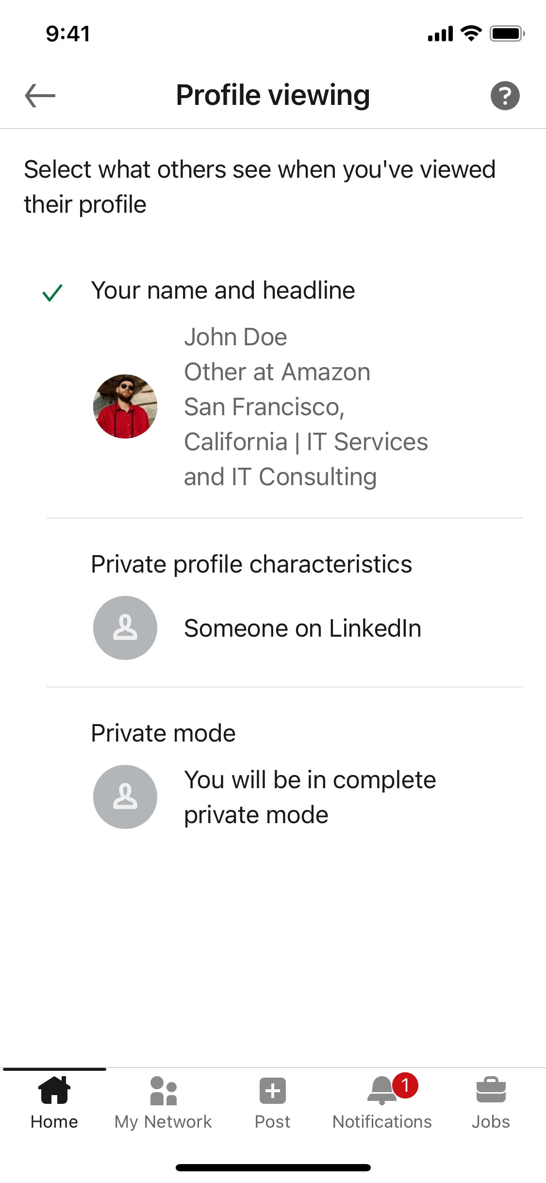 LinkedIn iOS screen 121